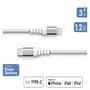 BIGBEN Câble renforcé USB C/Lightning - Longueur de câble 1.20m - Blanc