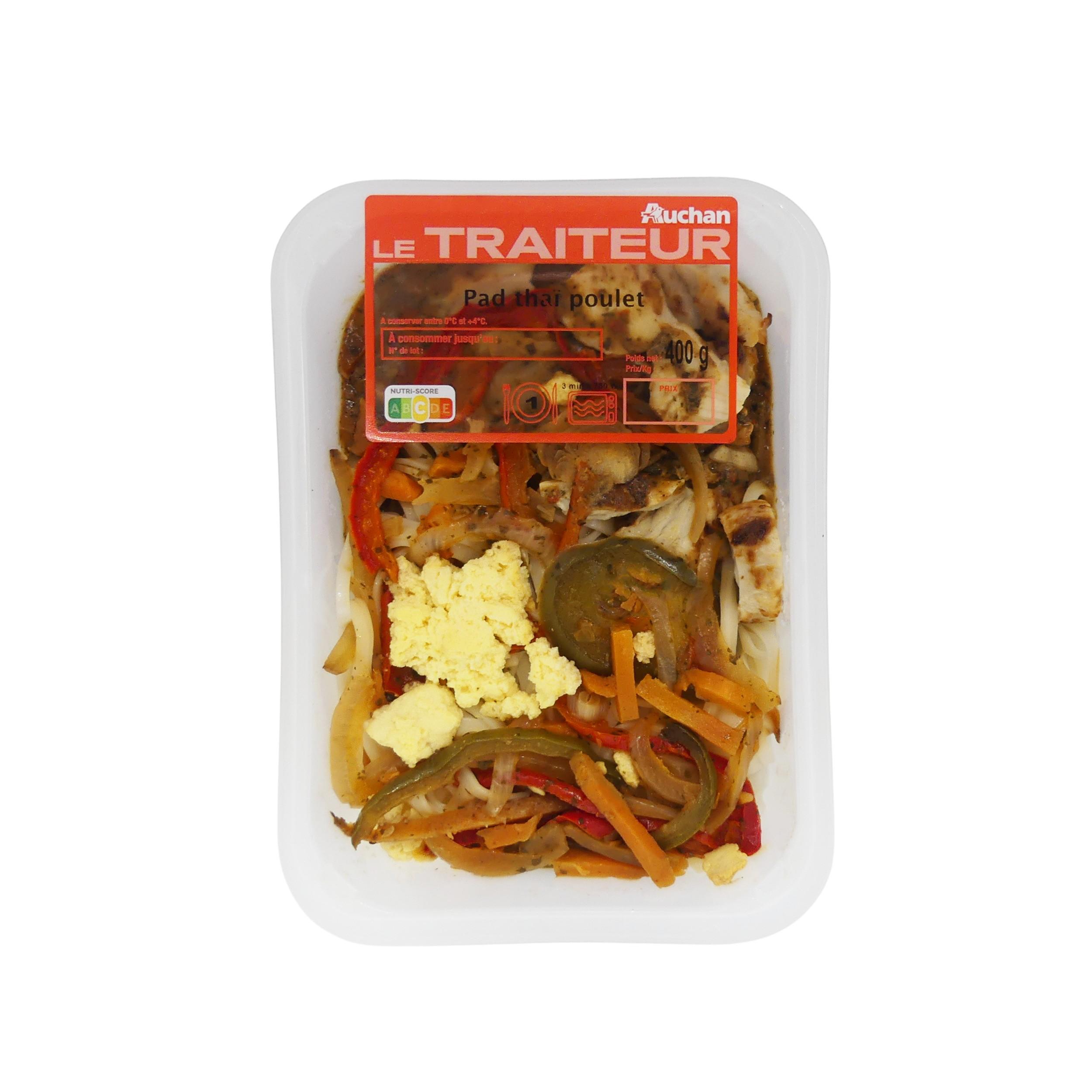 Voir la diapositive 2 : AUCHAN LE TRAITEUR Pad thaï poulet 1 part 400g