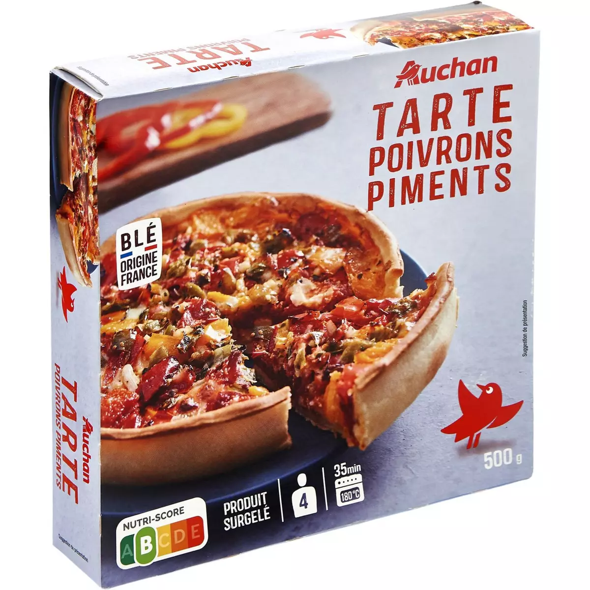 AUCHAN Tarte poivrons et piments 500g