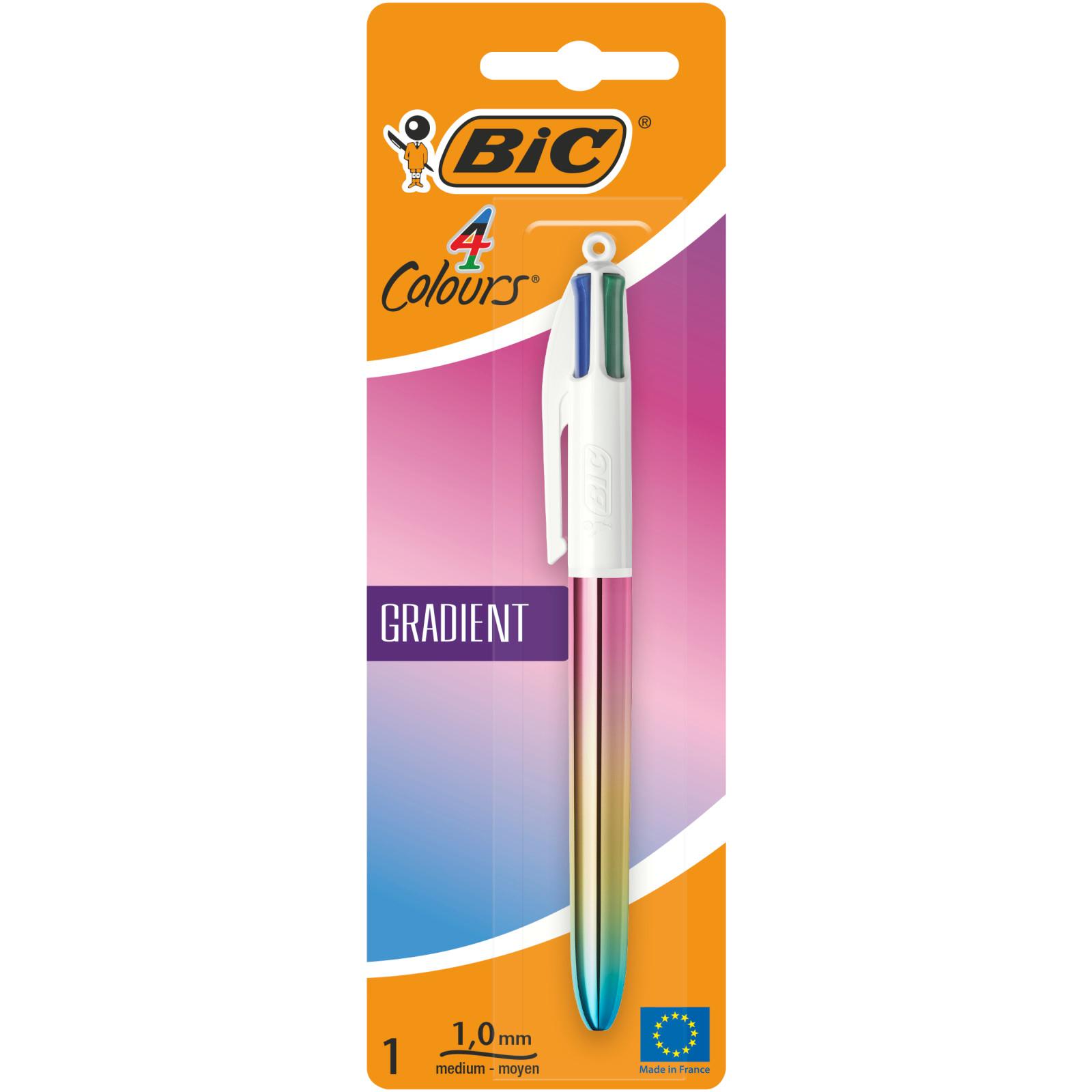 BIC Stylo bille 4 couleurs Irisé dégradé Pointe moyenne 0.7mm