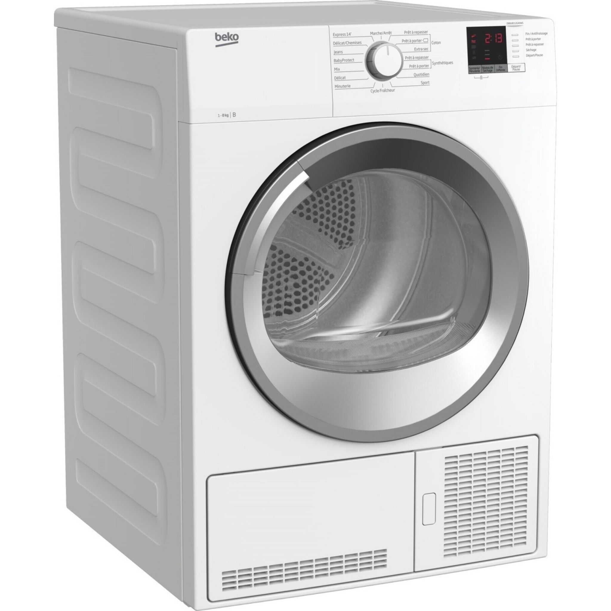 Voir la diapositive 2 : BEKO Sèche linge hublot à condensation DBBU8112GA0WS, 8 kg, B