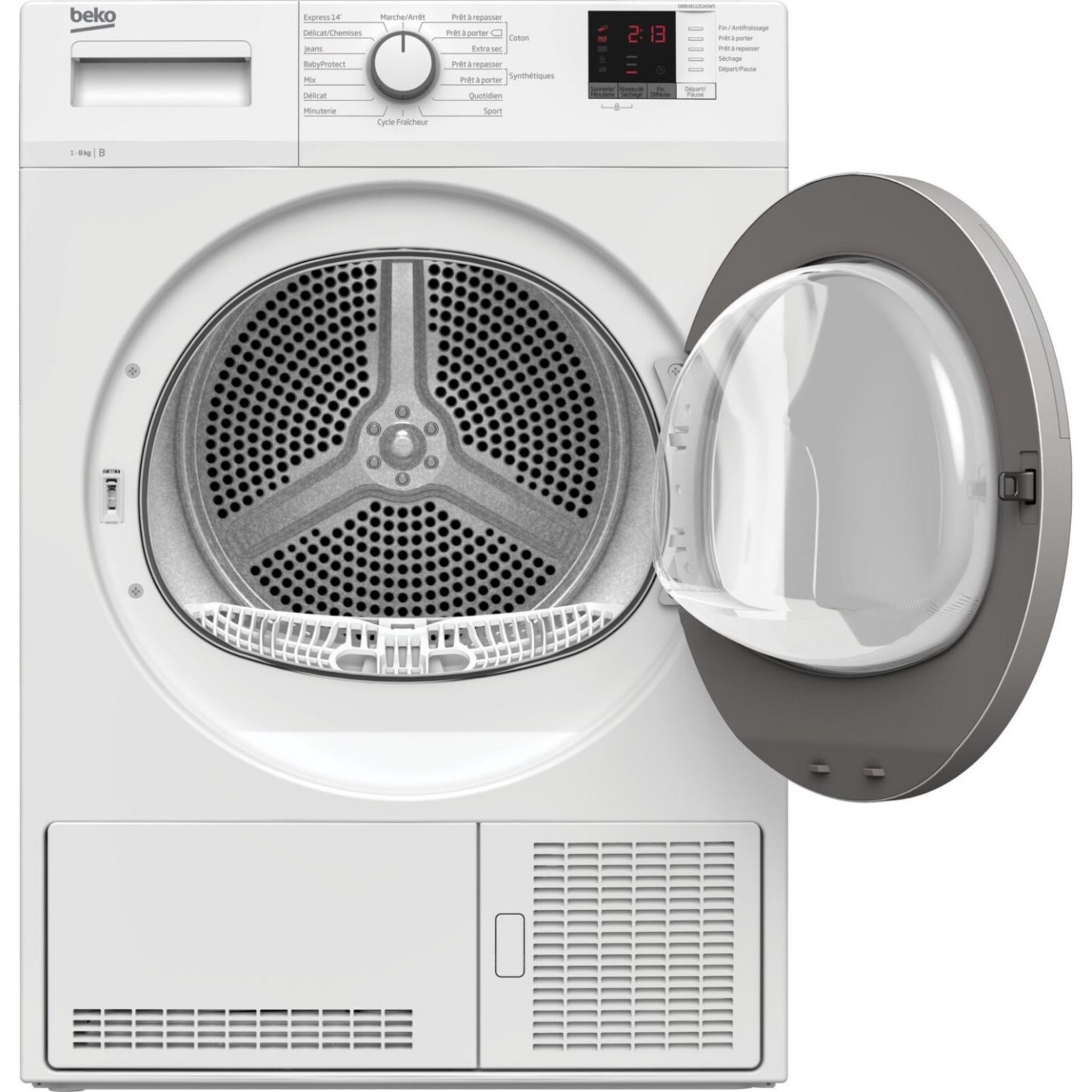 Voir la diapositive 3 : BEKO Sèche linge hublot à condensation DBBU8112GA0WS, 8 kg, B