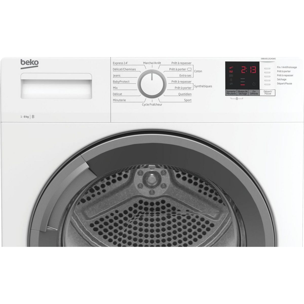 BEKO Sèche linge hublot à condensation DBBU8112GA0WS, 8 kg, B