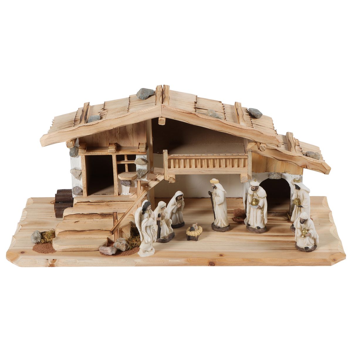 ACTUEL Crèche de Noël  en Bois de 58 x 25 x 24,5 cm