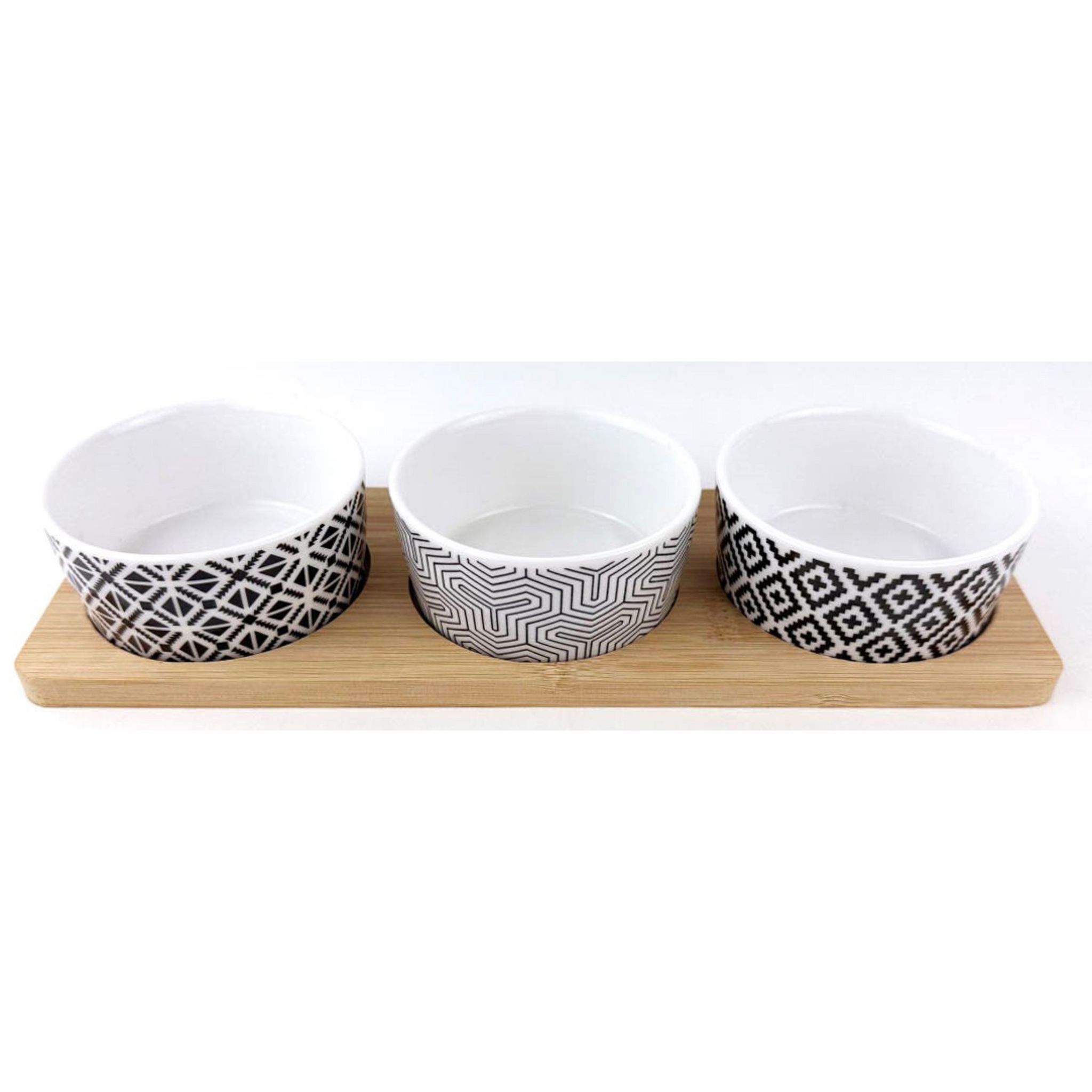 Set de 3 coupelles + planche 8,7 cm - Grès bambou