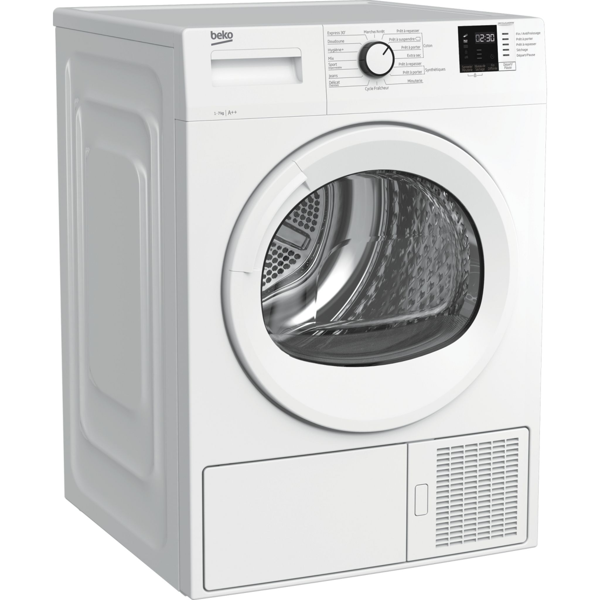 Voir la diapositive 2 : BEKO Sèche linge hublot DM7512GA0WW, 7 kg, Pompe à chaleur, A++