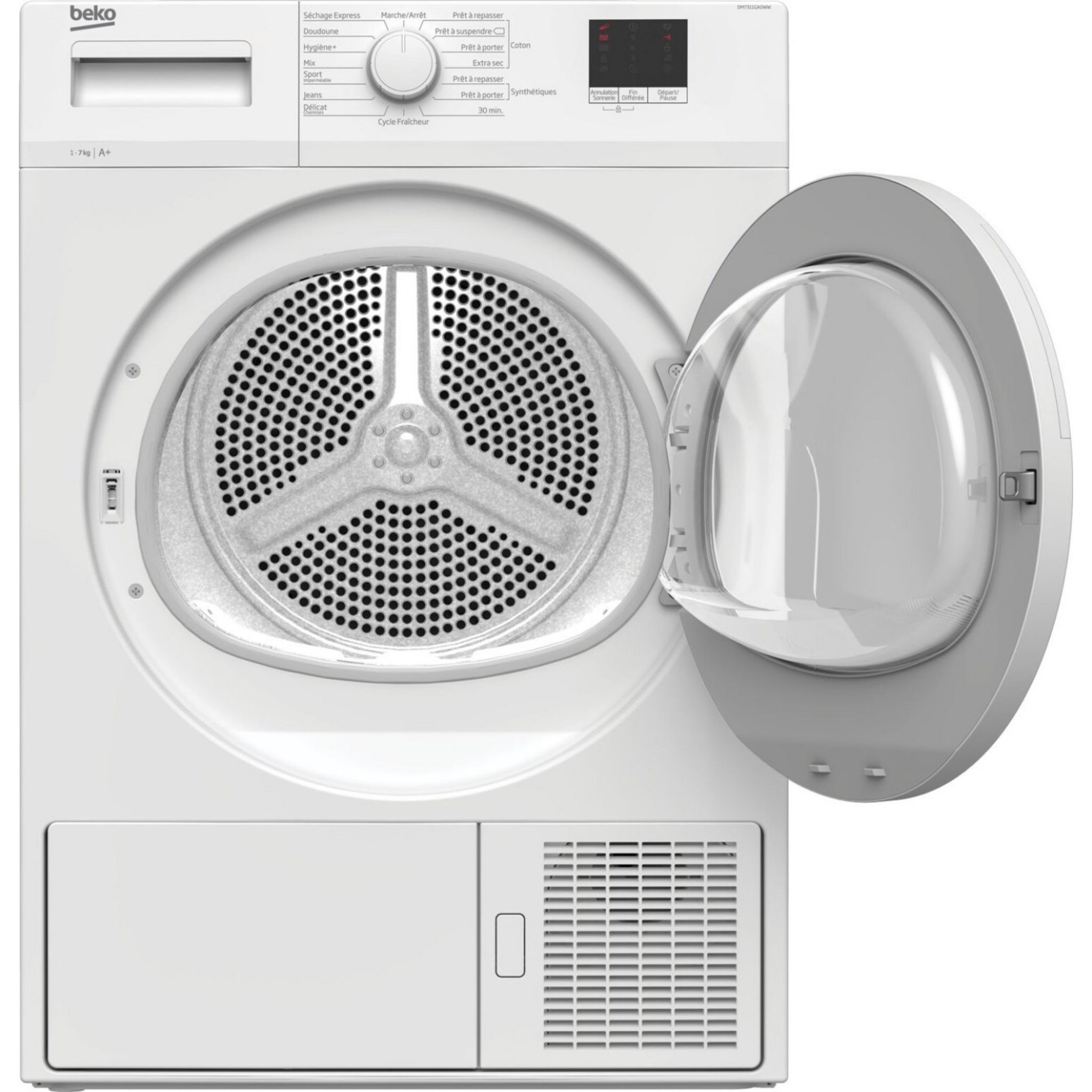 Voir la diapositive 3 : BEKO Sèche linge hublot DM7512GA0WW, 7 kg, Pompe à chaleur, A++