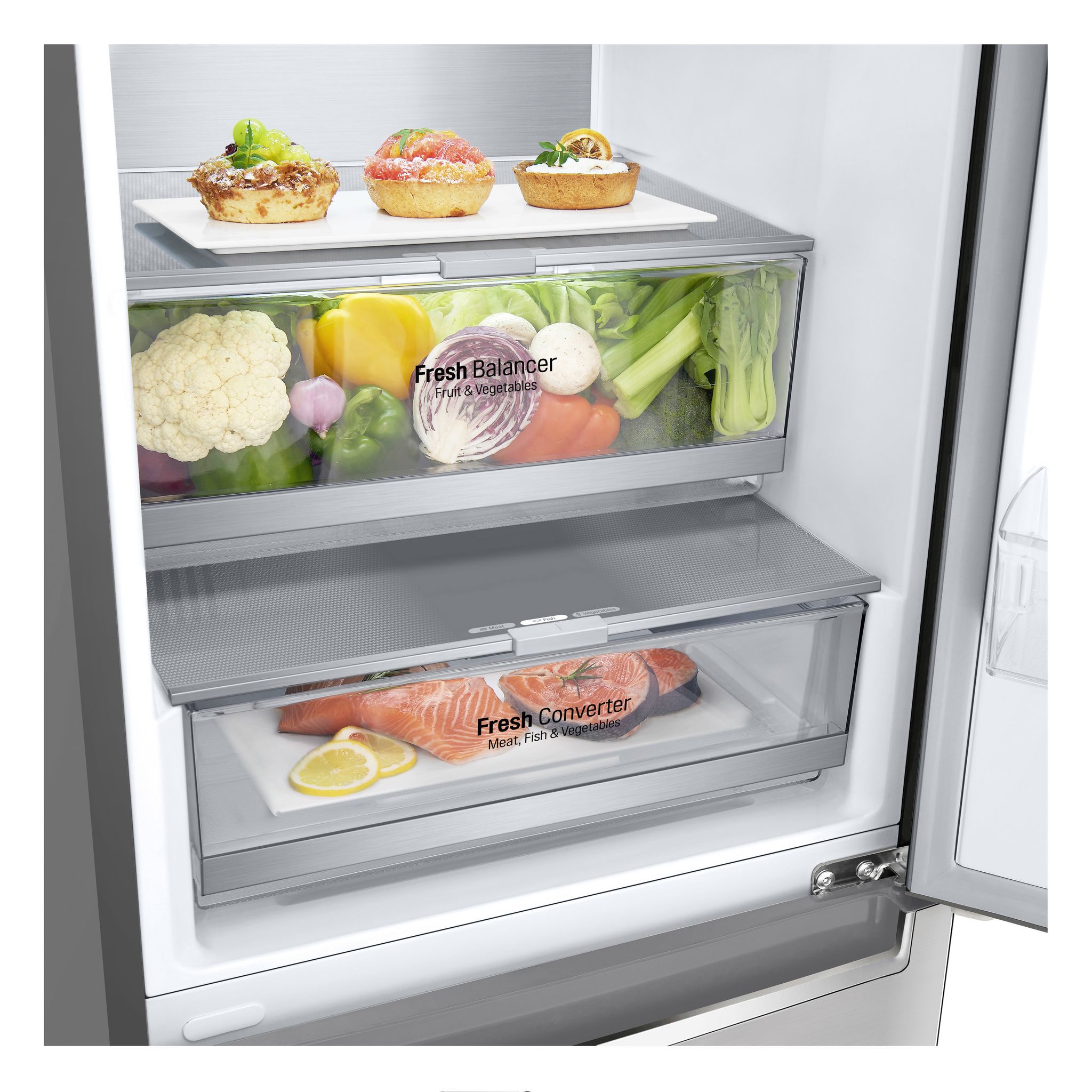 Voir la diapositive 3 : LG Réfrigérateur combiné GBB72NSUCN1, 384 L, Froid ventilé No Frost, C