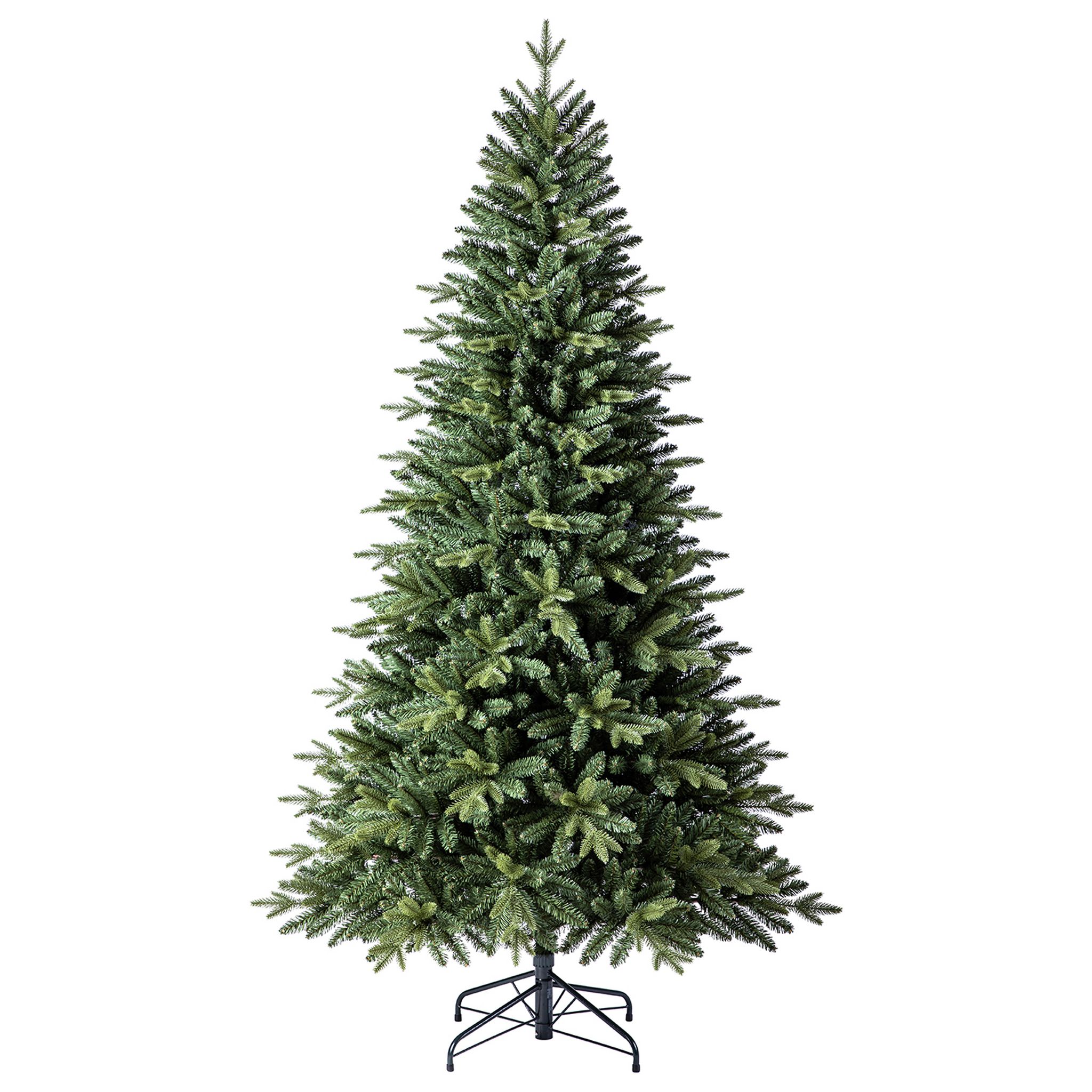 Sapin De Noël Artificiel Nordmann 210 Cm - Avec 300 LEDs Blanc Chaud Intégrées, 600 Pointes, Support Bois, Ignifuge