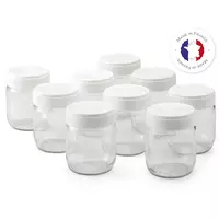 Pot de yaourt en verre avec couvercle à visser HOME EQUIPEMENT : le lot de  8 pots à Prix Carrefour
