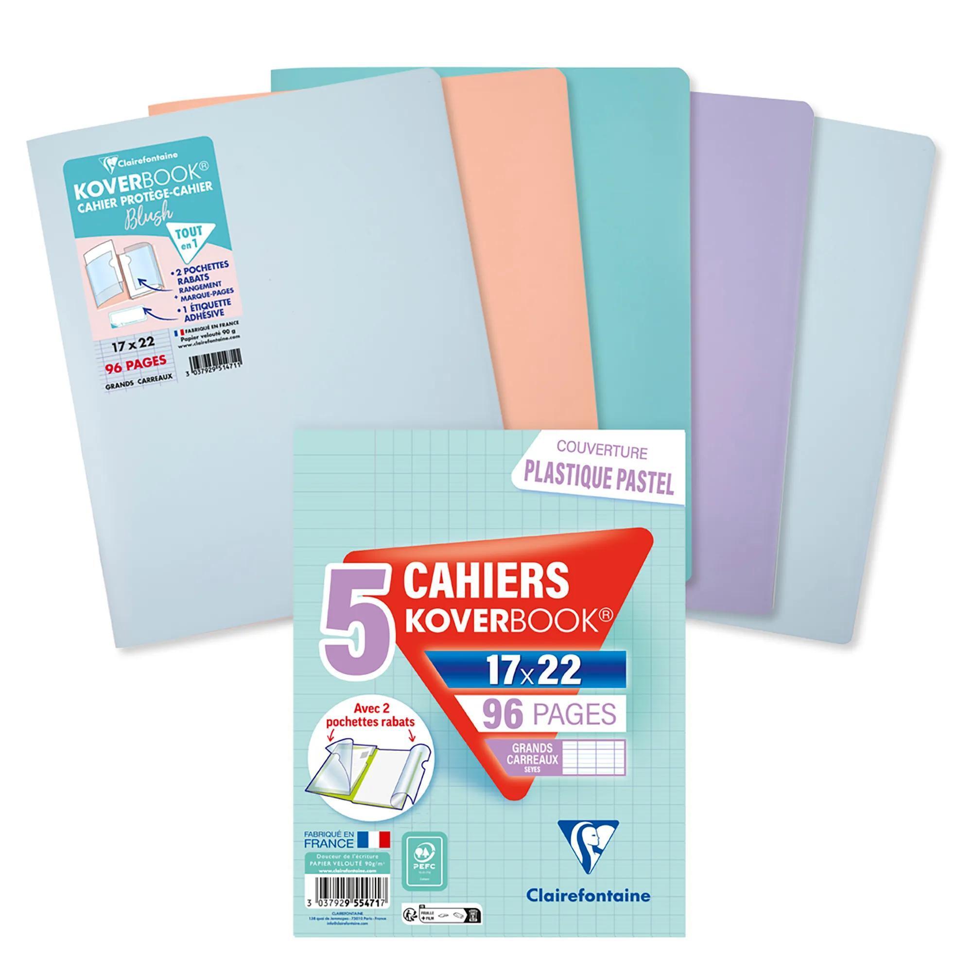 Cahier KoverBook X5 17x22 cm Couverture Plastique 96 pages SEyes 90G - Pastel