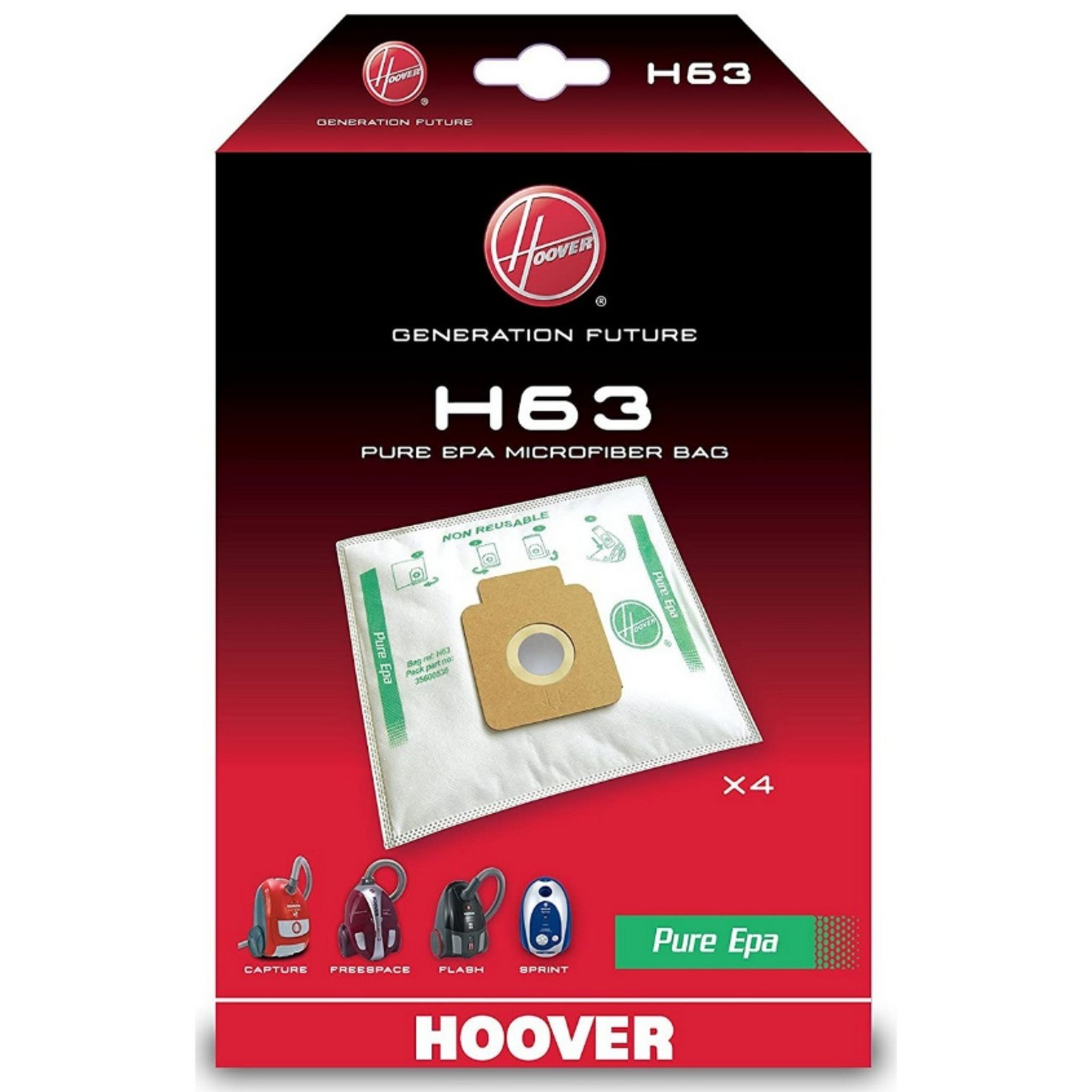 Voir la diapositive 3 : HOOVER Lot de 4 sacs aspirateur HO63 OR - Blanc