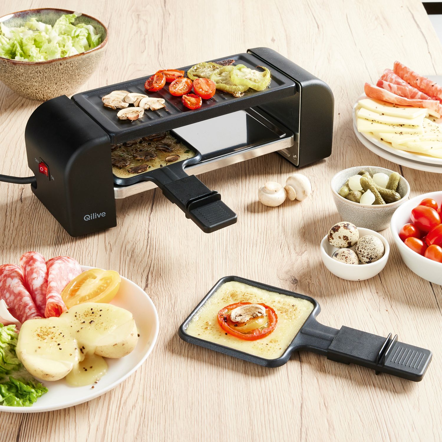 Voir la diapositive 3 : QILIVE Appareil à raclette gril duo Q.5987 - Noir