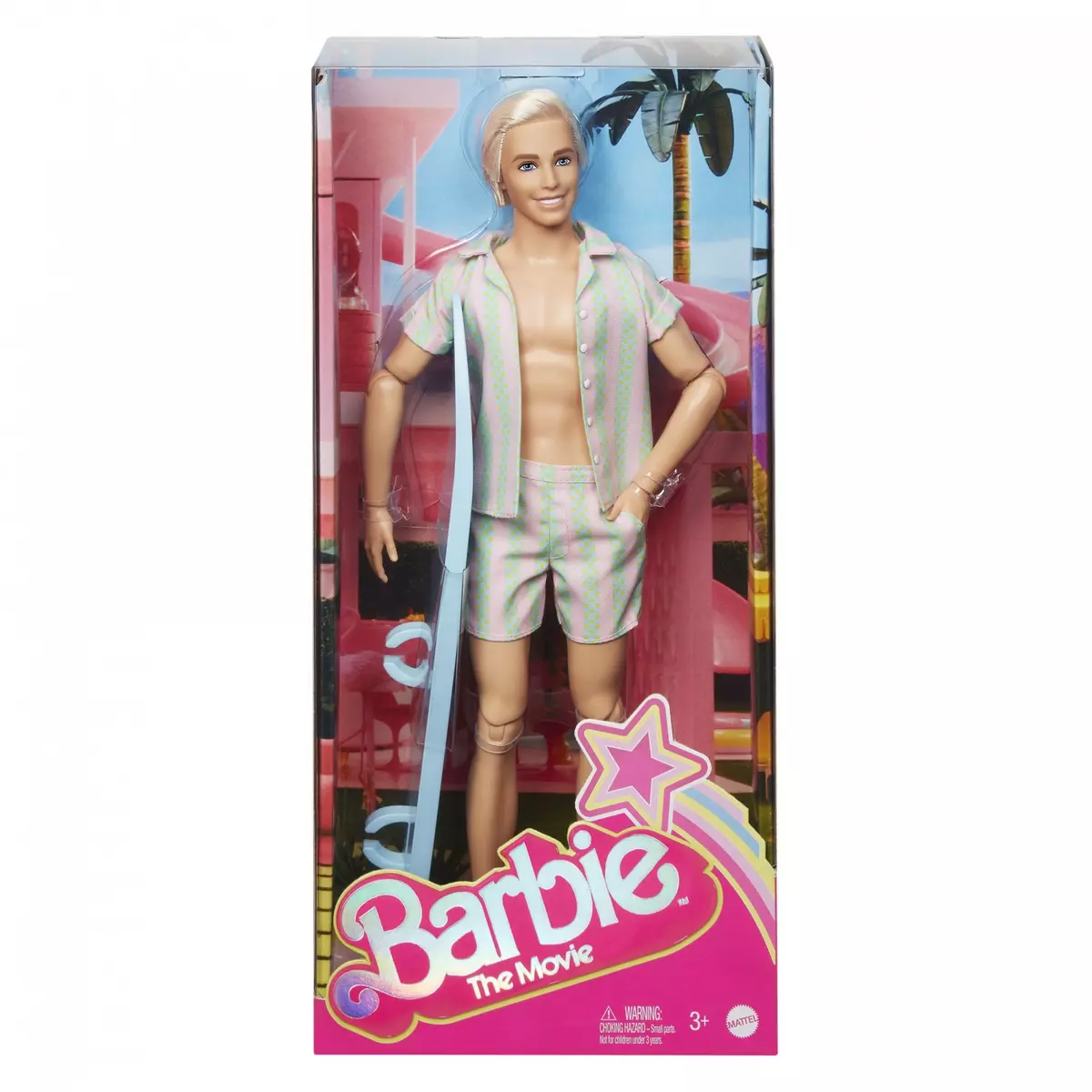 MATTEL Poupée KEN avec ensemble de plage rayé - Barbie le film