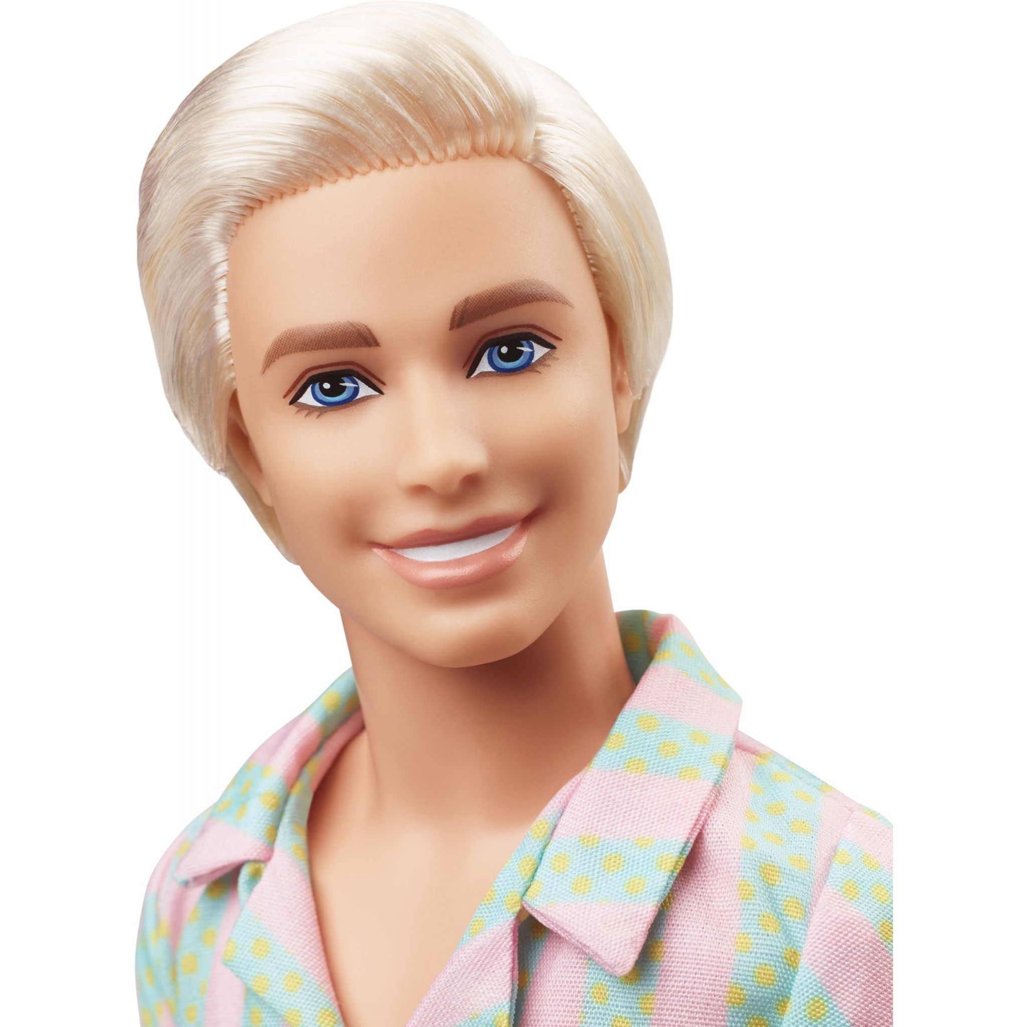 Voir la diapositive 5 : MATTEL Poupée KEN avec ensemble de plage rayé - Barbie le film