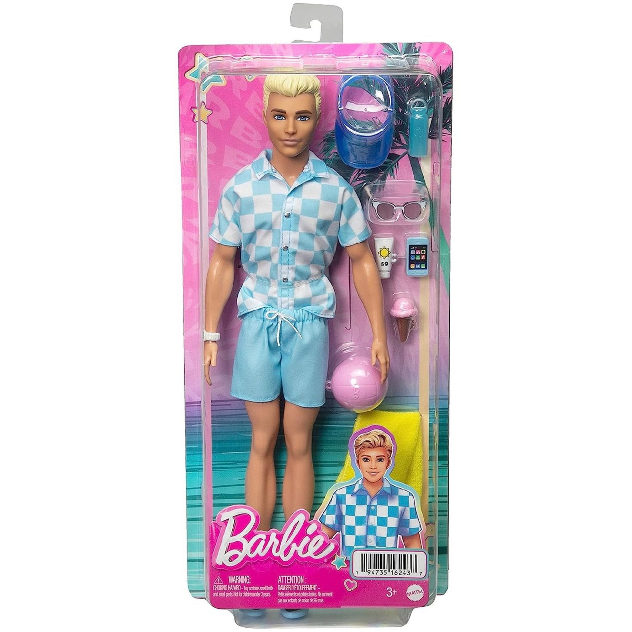 Voir la diapositive 2 : MATTEL Poupée Ken Plage et accessoires