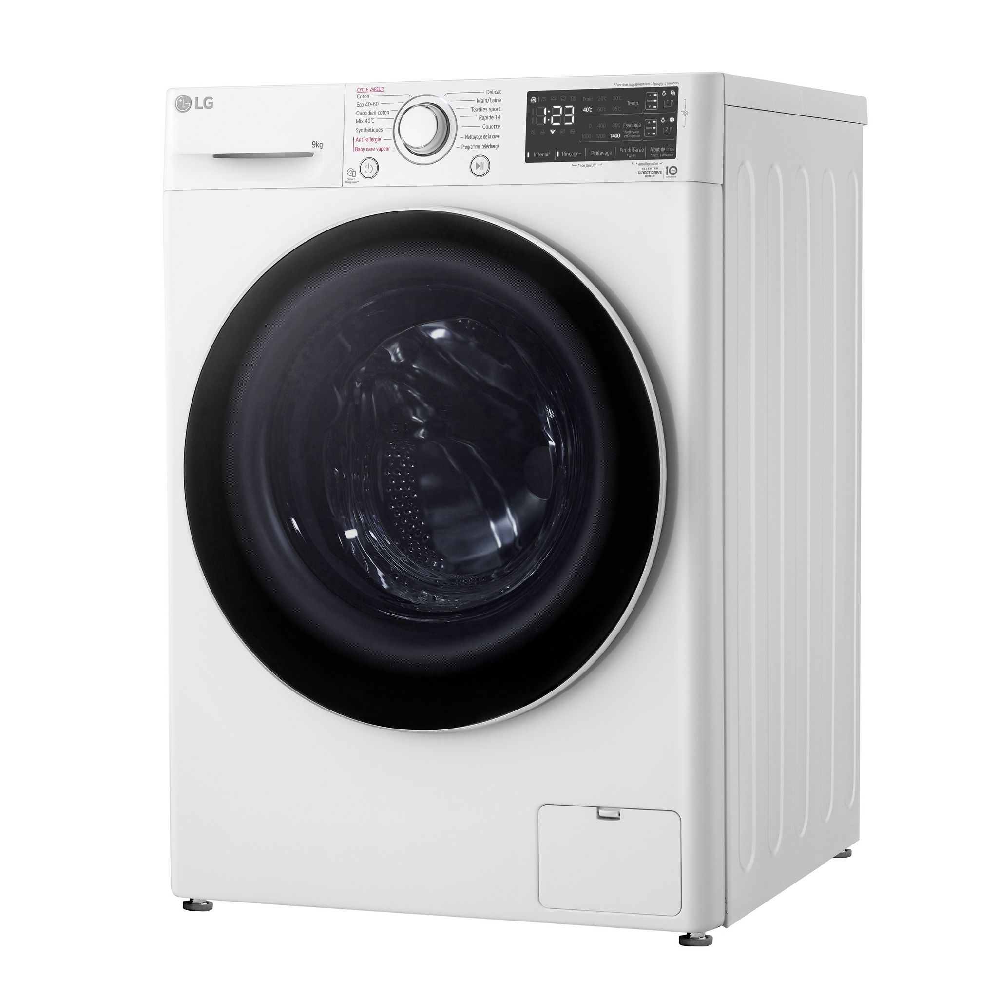 Voir la diapositive 2 : LG Lave linge hublot F94V30WHSA, 9 kg, 1400 T/min, B