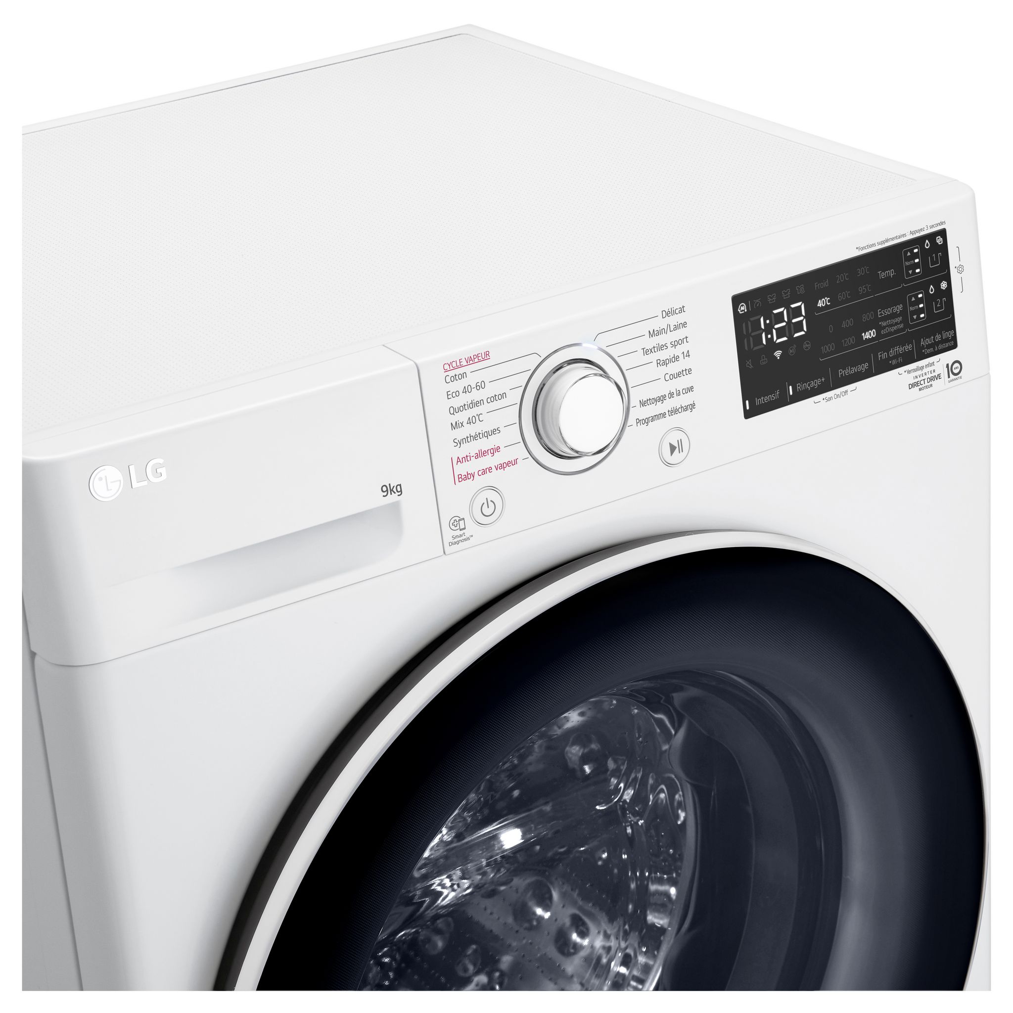 Voir la diapositive 5 : LG Lave linge hublot F94V30WHSA, 9 kg, 1400 T/min, B