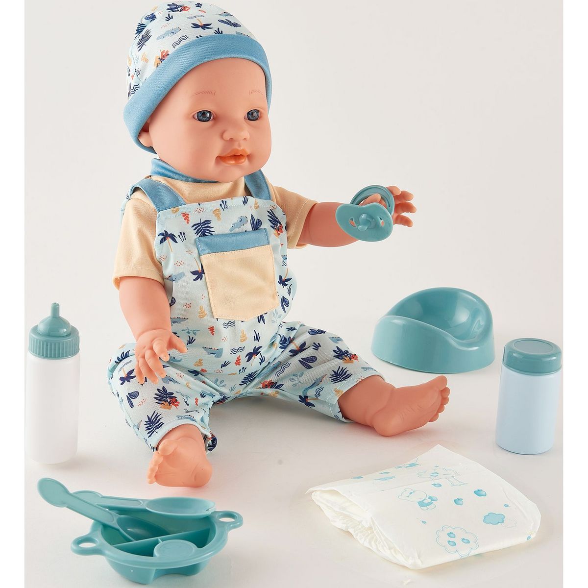 ONE TWO FUN Poupée Bébé Alex fait pipi 43 cm + Accessoires