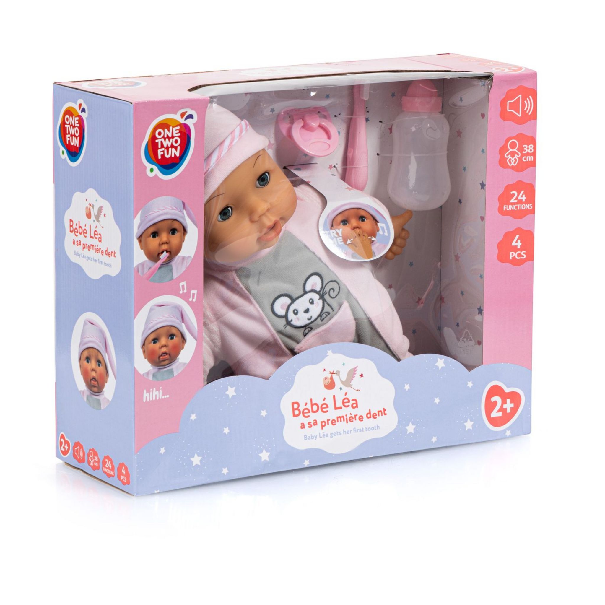 Voir la diapositive 2 : ONE TWO FUN Poupée Léa a sa première dent - Rose