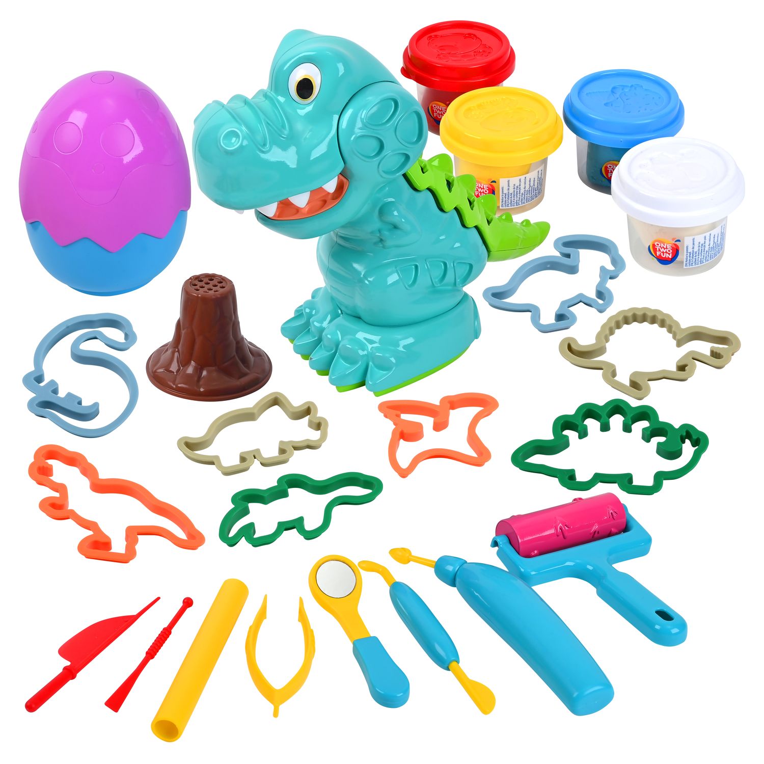 Voir la diapositive 3 : ONE TWO FUN Mon Coffret Pâte à Modeler Dino