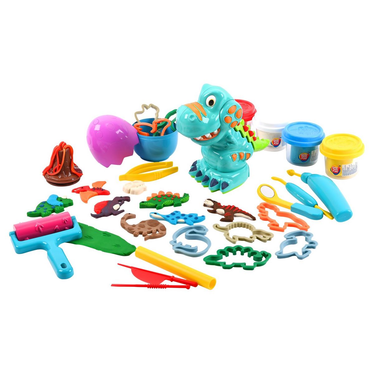 ONE TWO FUN Mon Coffret Pâte à Modeler Dino