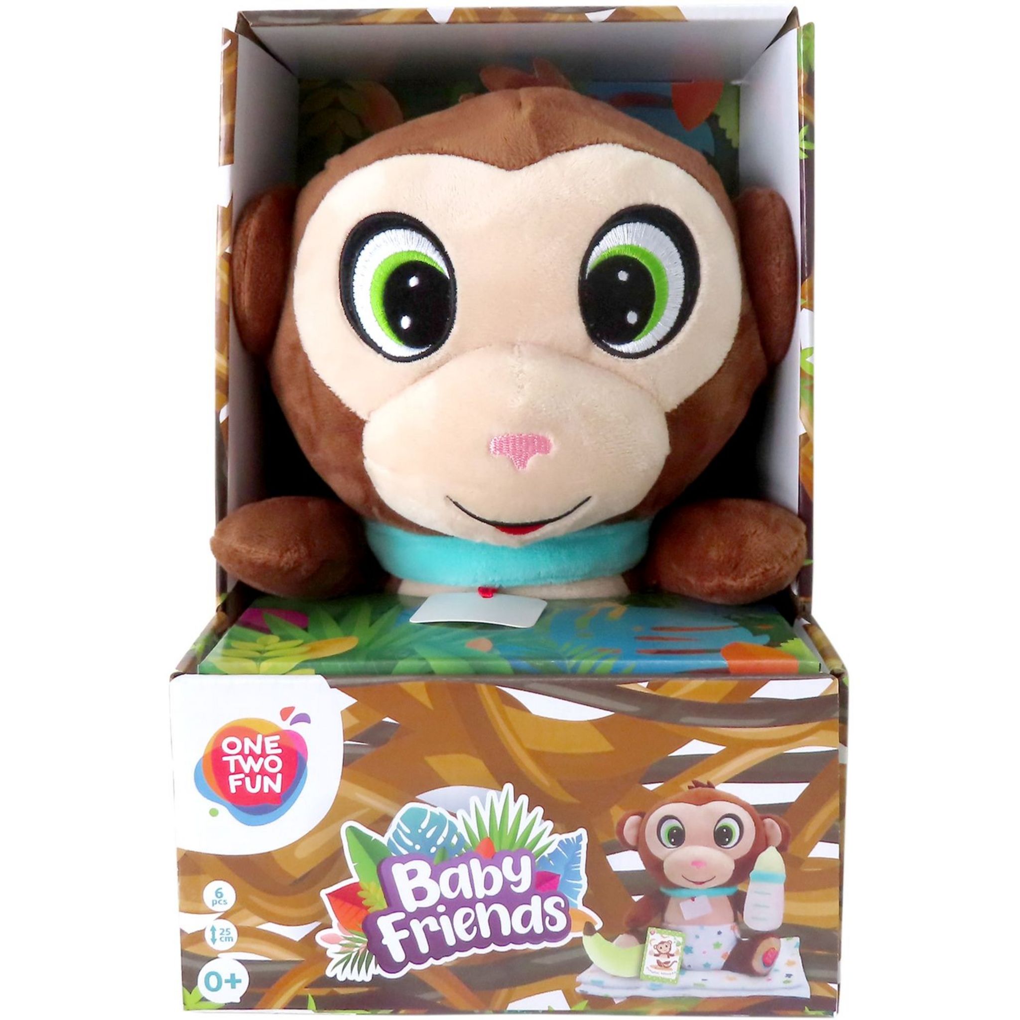 Voir la diapositive 4 : ONE TWO FUN Peluche Baby Friends Singe 25 cm