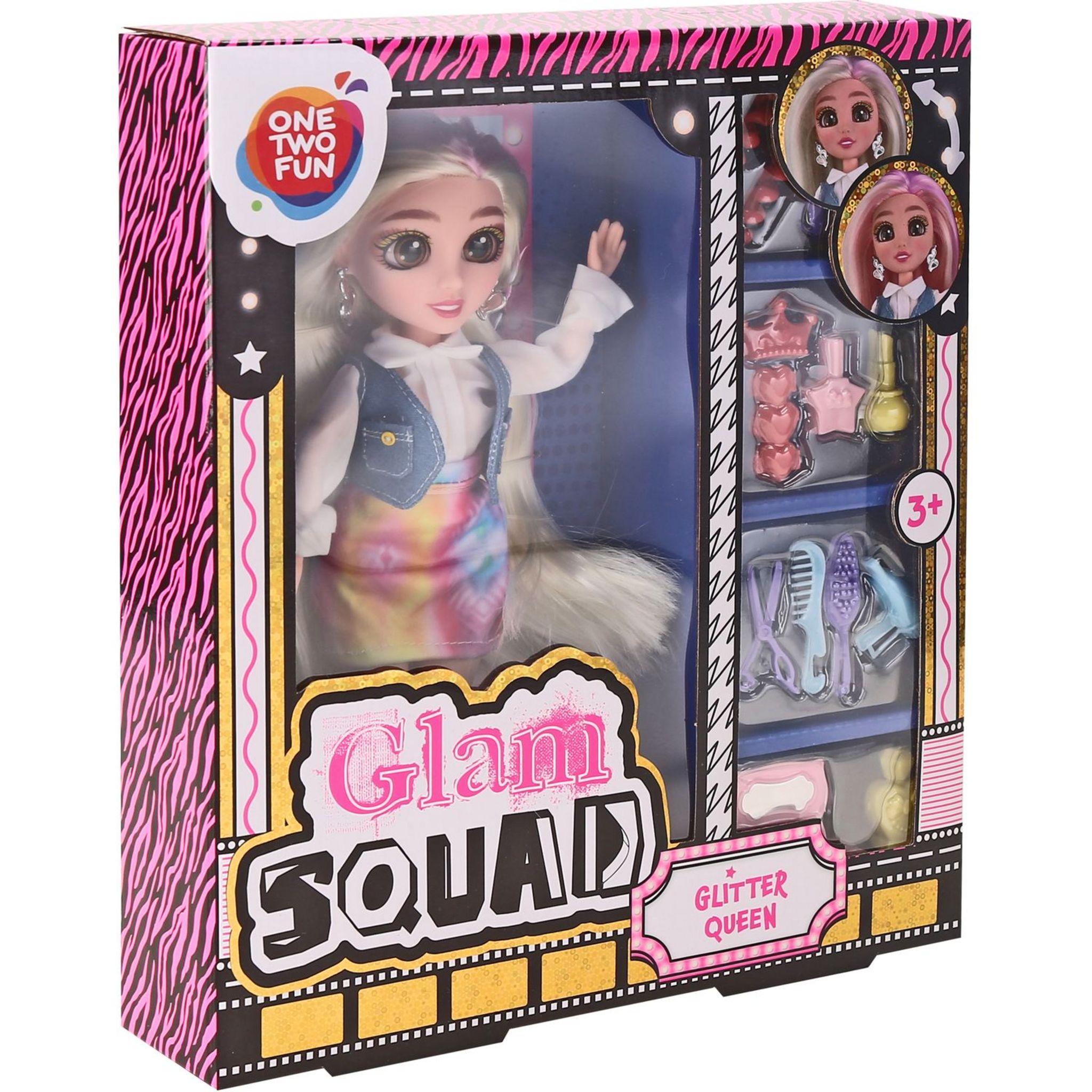 Voir la diapositive 2 : ONE TWO FUN Poupée Glam Squad Glitter Queen