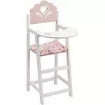 ONE TWO FUN Chaise haute en bois pour poupée - Blanc et Rose