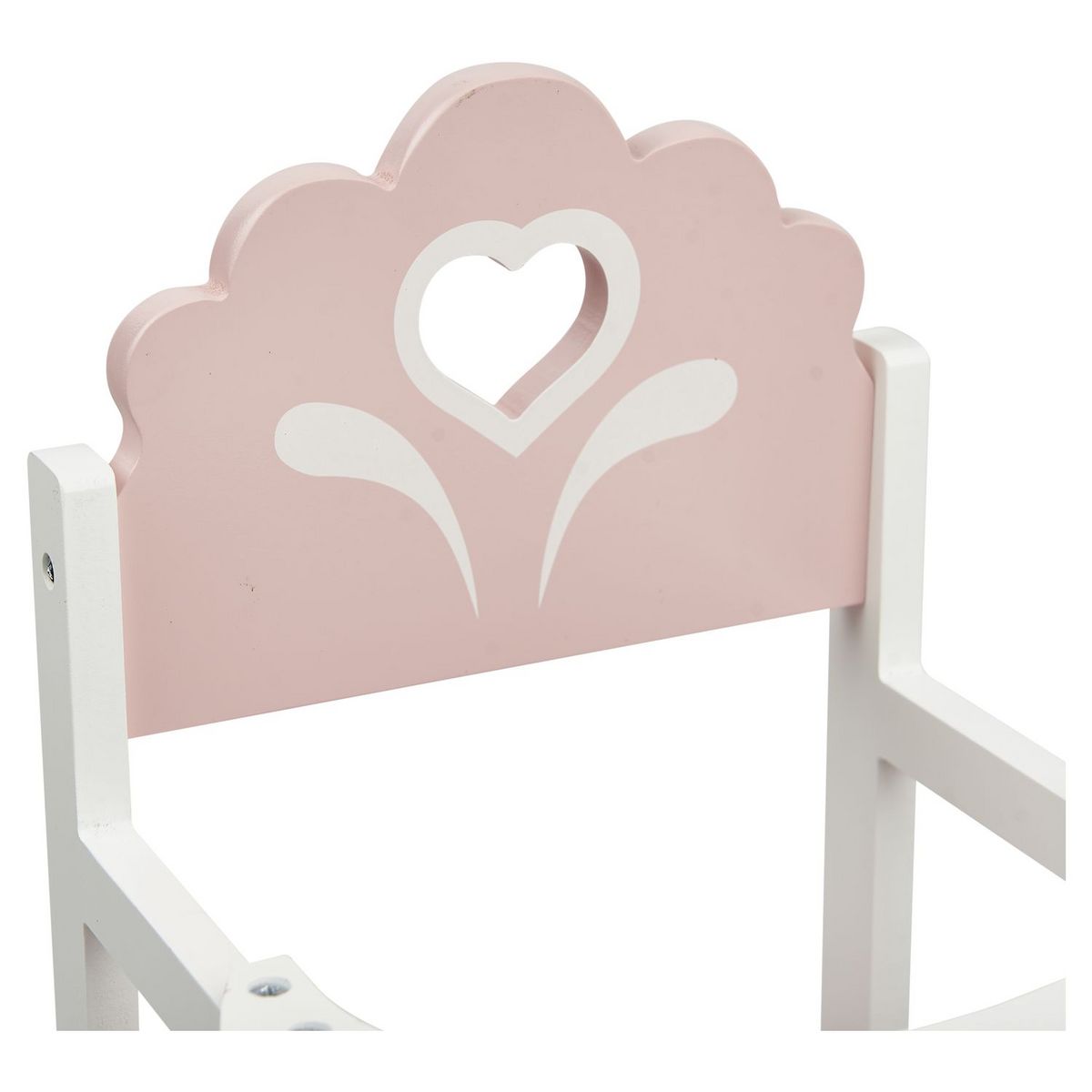 ONE TWO FUN Chaise haute en bois pour poupée - Blanc et Rose