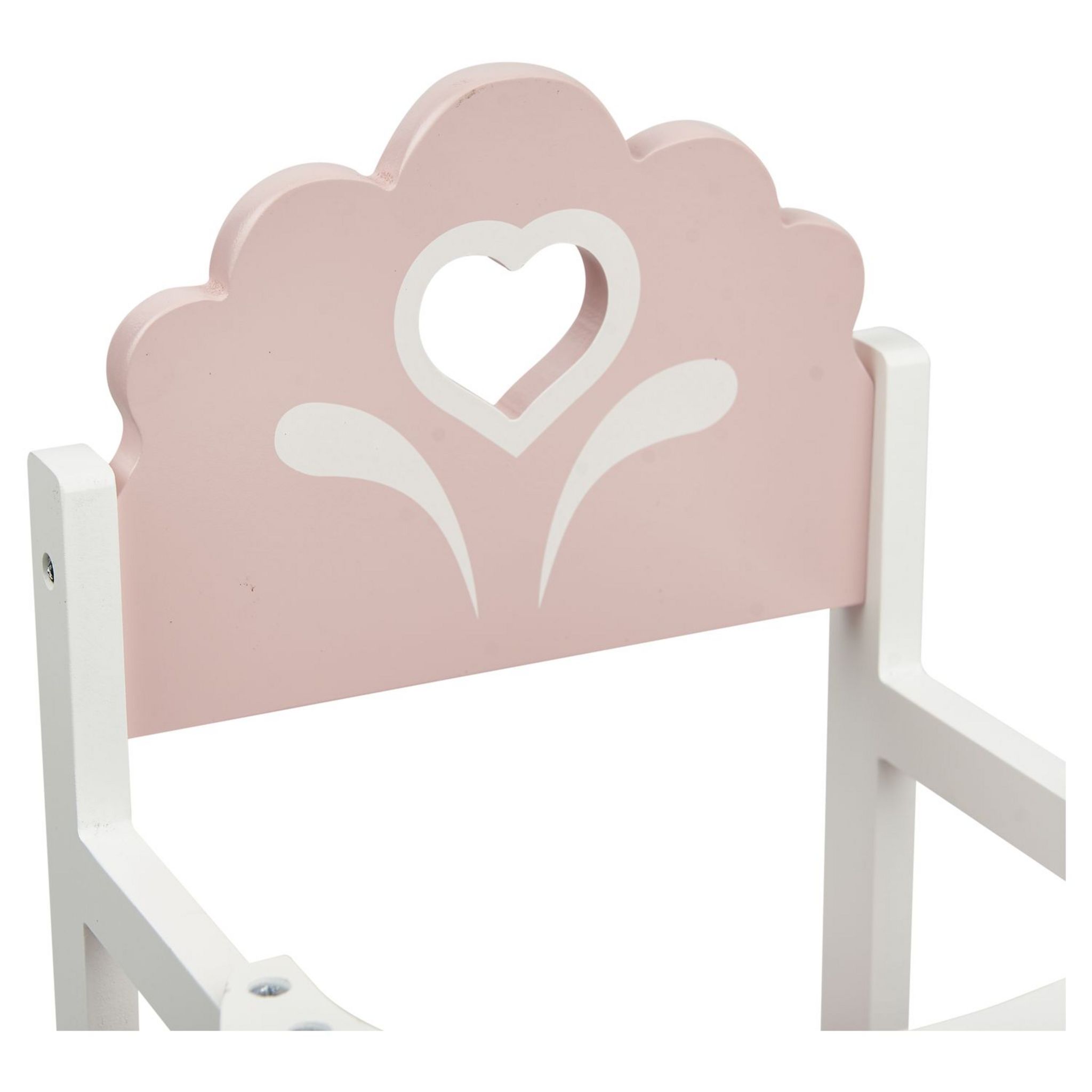 Voir la diapositive 2 : ONE TWO FUN Chaise haute en bois pour poupée - Blanc et Rose