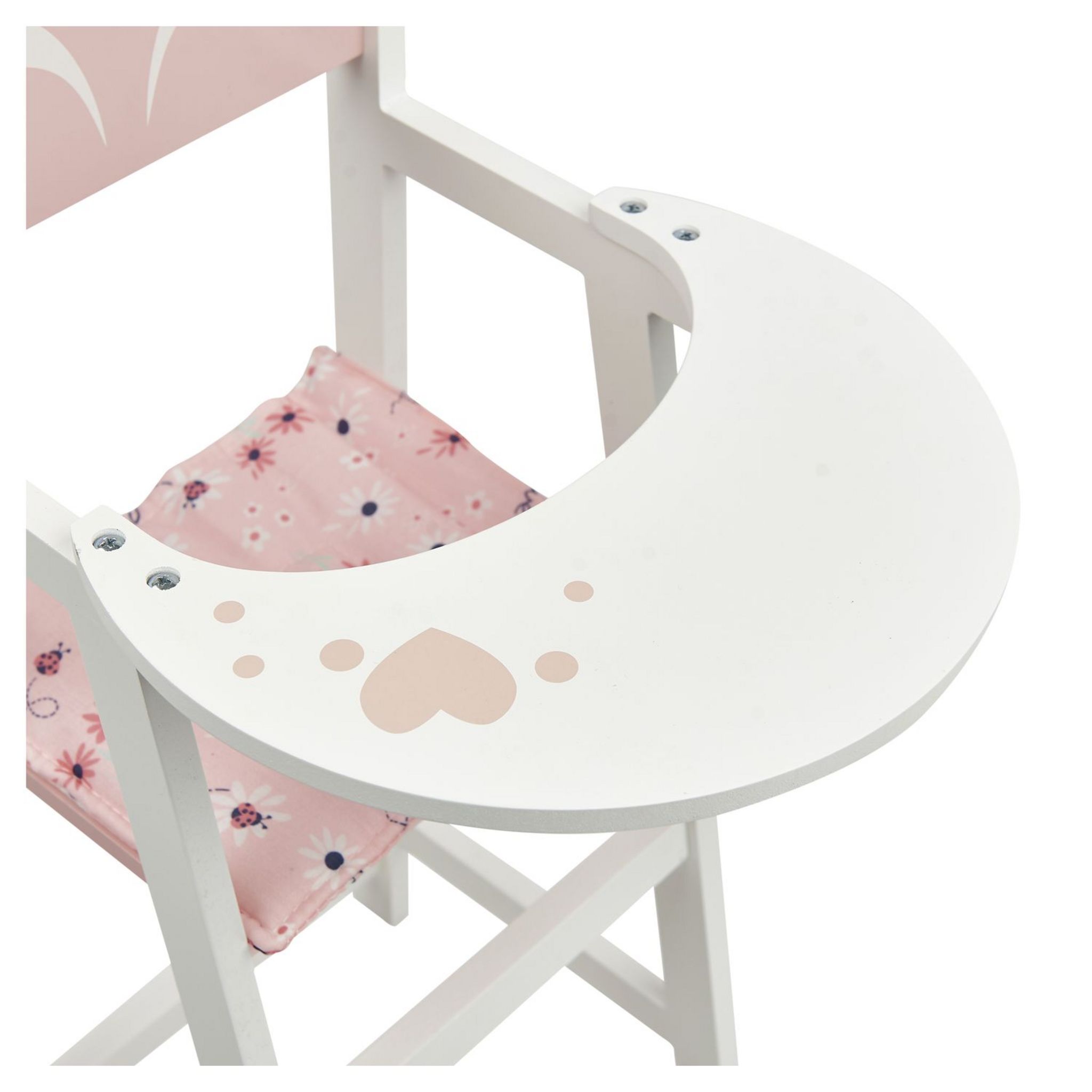 Voir la diapositive 3 : ONE TWO FUN Chaise haute en bois pour poupée - Blanc et Rose