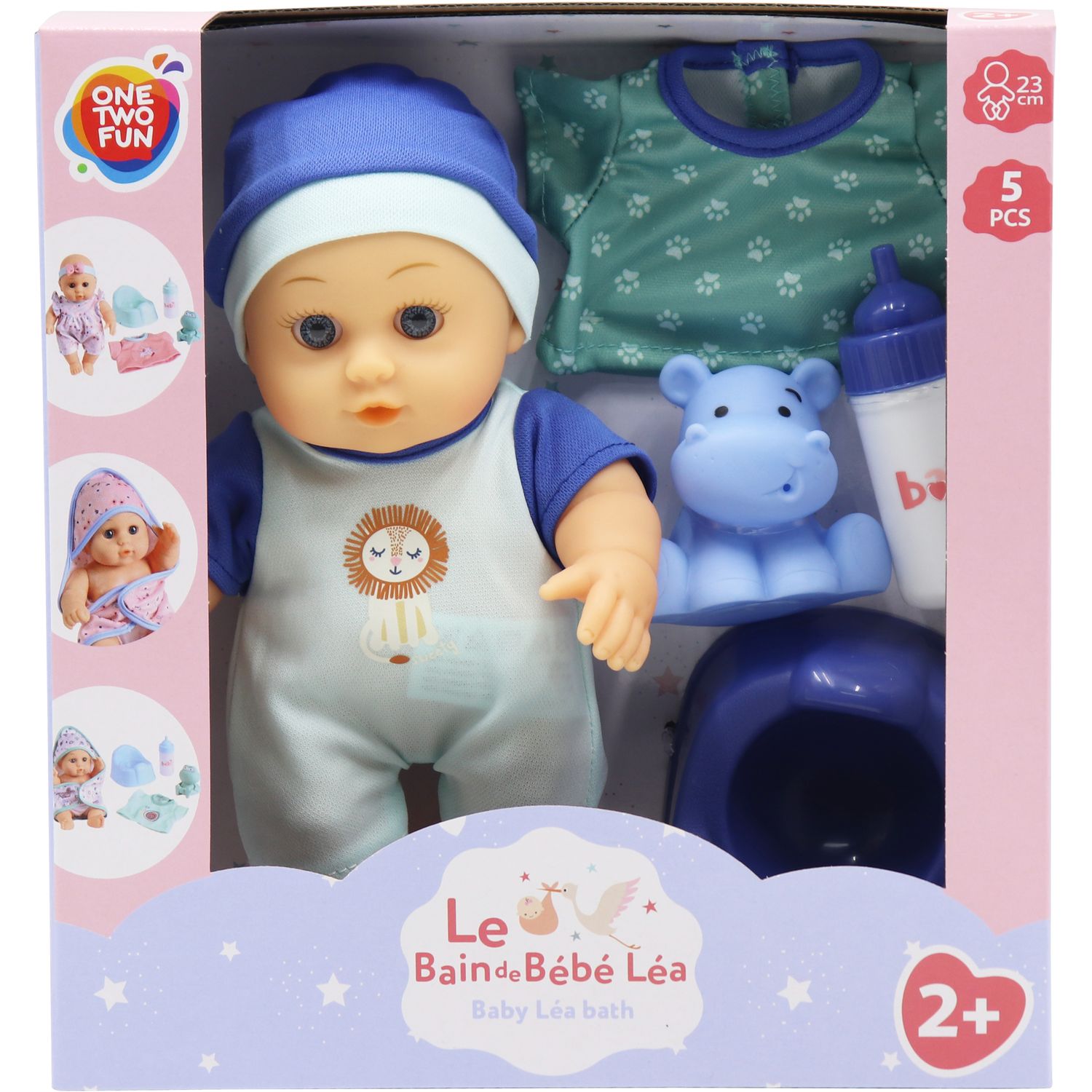Voir la diapositive 2 : ONE TWO FUN Poupée Le bain de mon bébé 23cm et accessoires