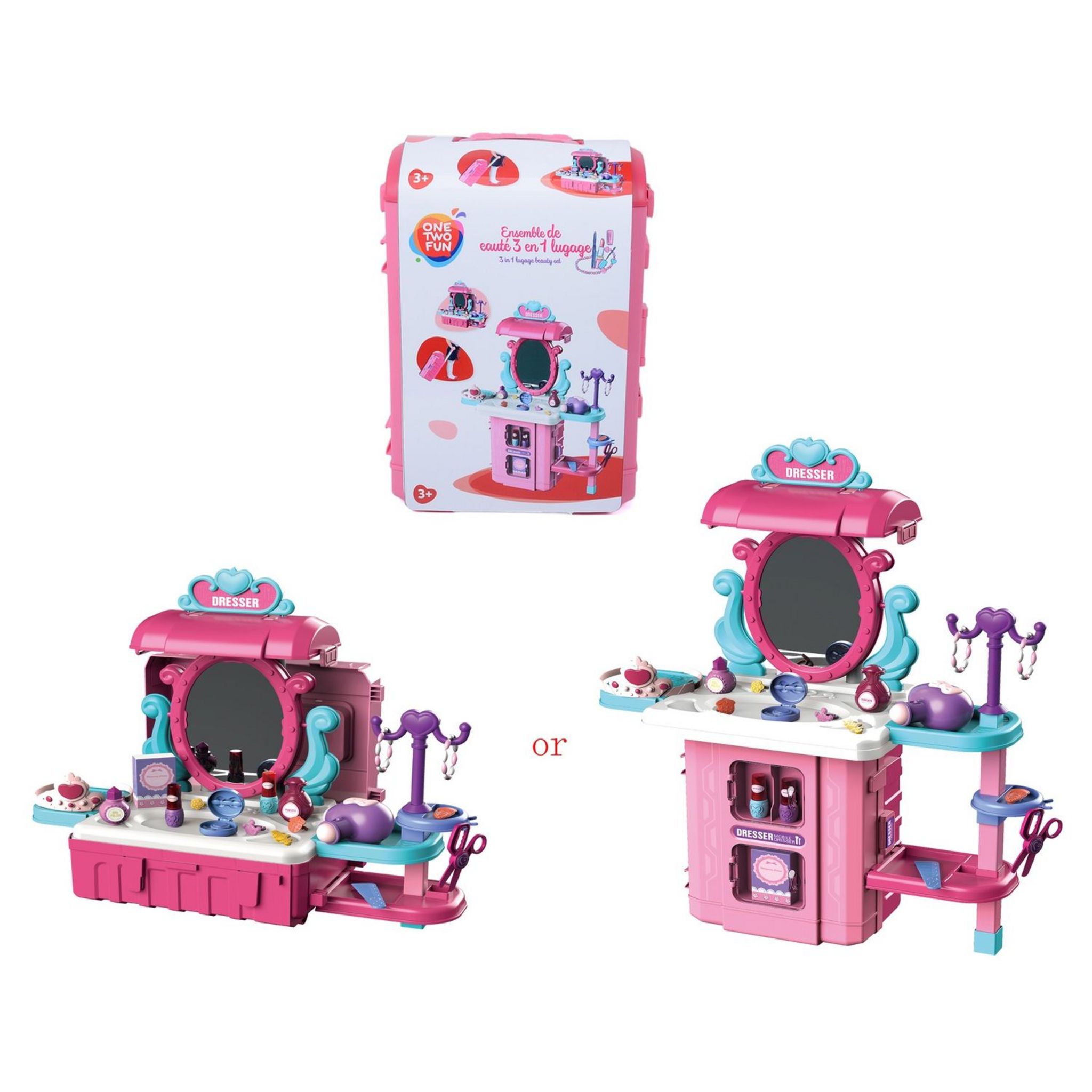 Voir la diapositive 1 : ONE TWO FUN Coffret Ma coiffeuse 3 en 1