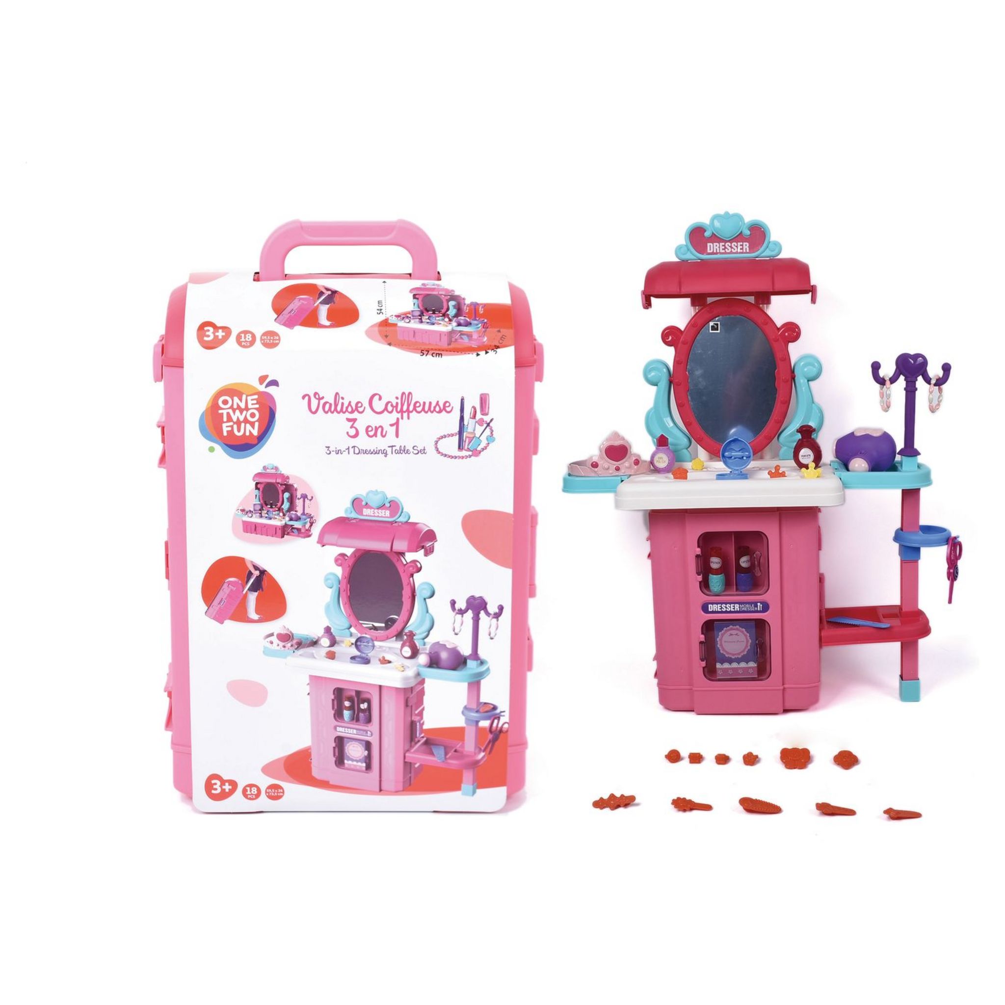 Voir la diapositive 4 : ONE TWO FUN Coffret Ma coiffeuse 3 en 1