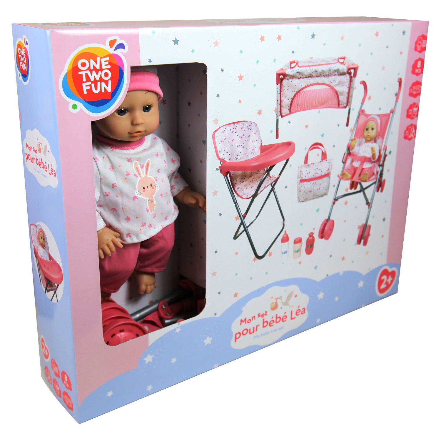 Voir la diapositive 3 : ONE TWO FUN Set nursery + poupée rose