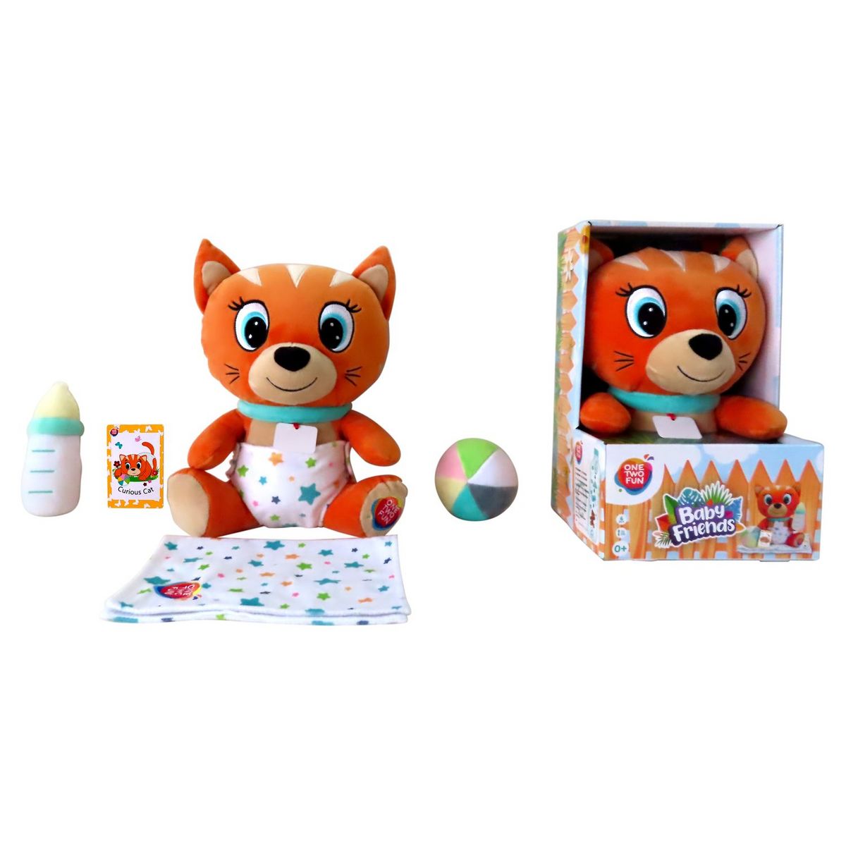 ONE TWO FUN Peluche Baby Friends Chat 25 cm