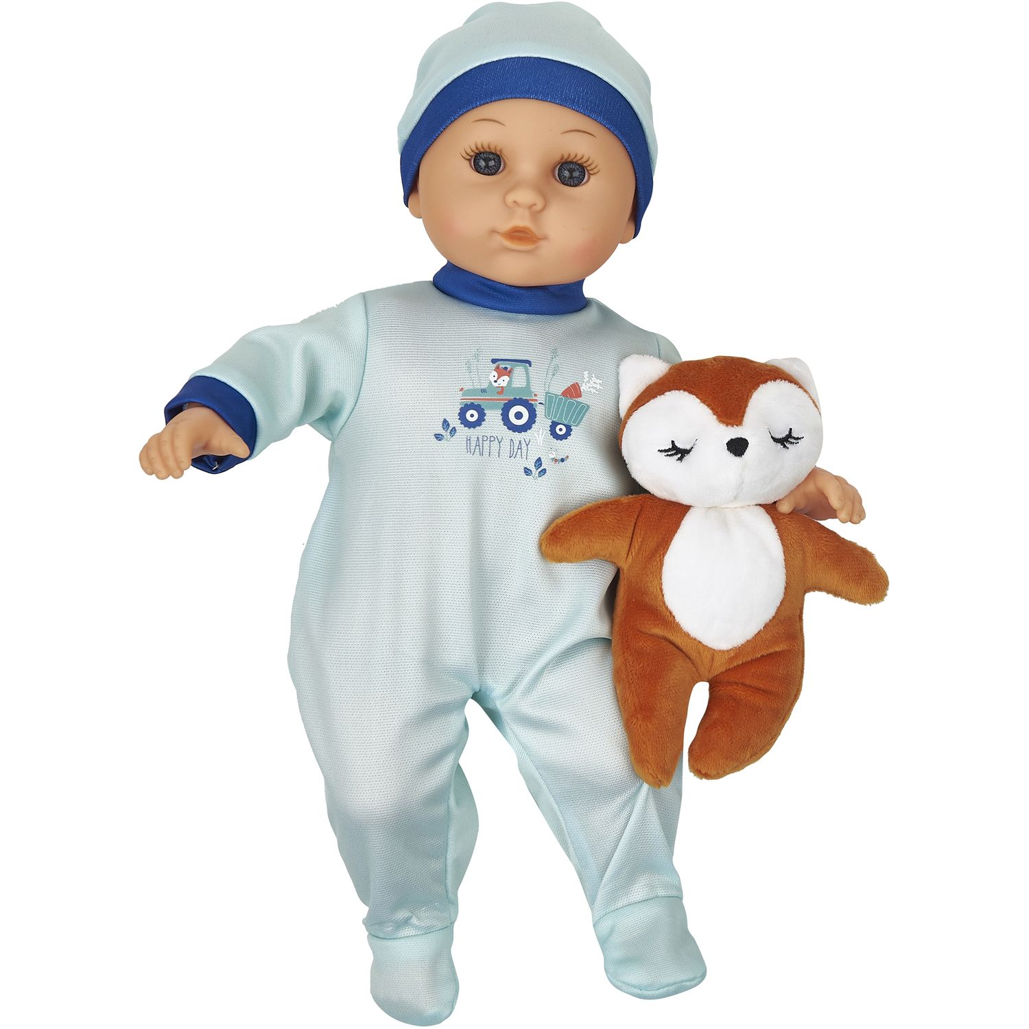 Voir la diapositive 5 : ONE TWO FUN Set poupée Alex et son doudou et divers accessoires - Bleu