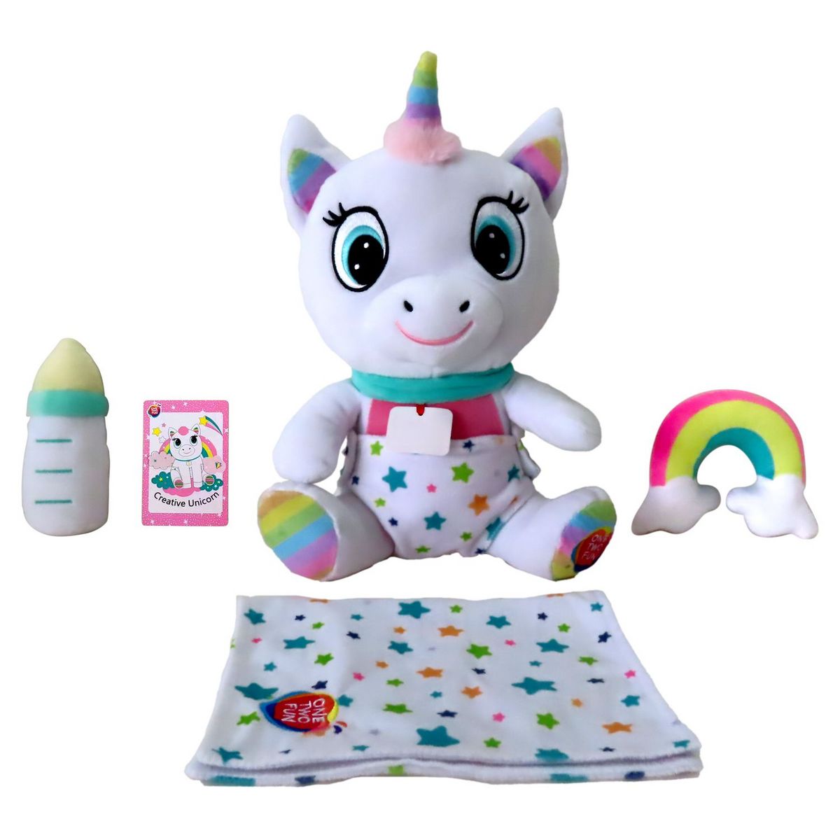 ONE TWO FUN Peluche Baby Friends Licorne 25 cm