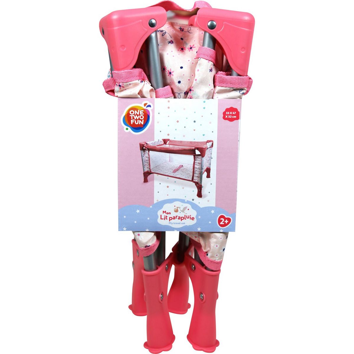ONE TWO FUN Lit parapluie pour poupée - Rose