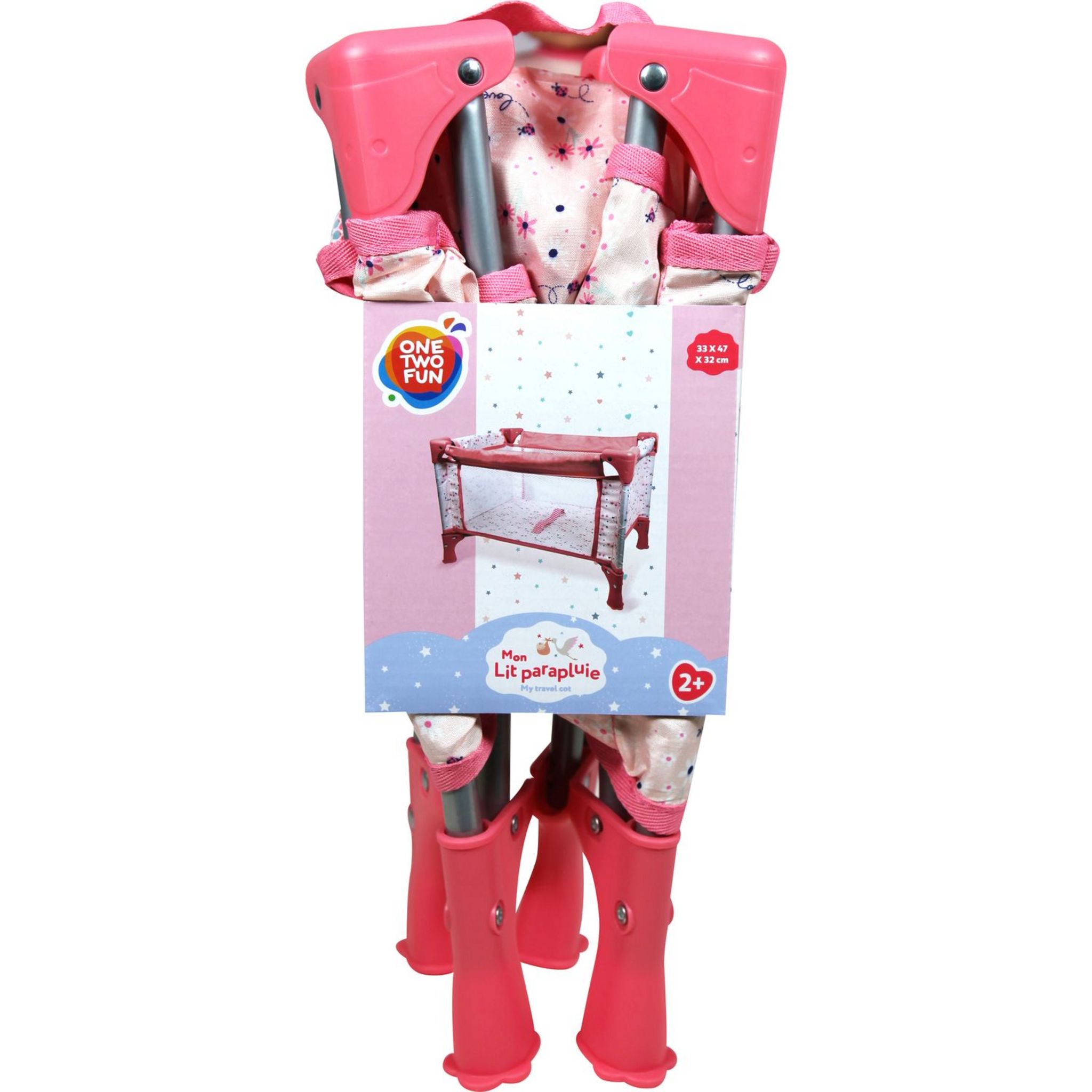Voir la diapositive 2 : ONE TWO FUN Lit parapluie pour poupée - Rose