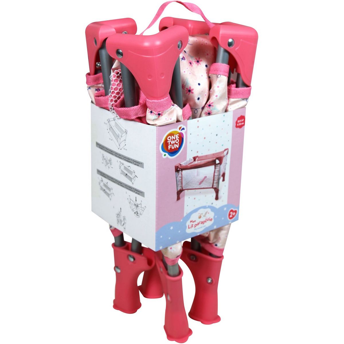 ONE TWO FUN Lit parapluie pour poupée - Rose