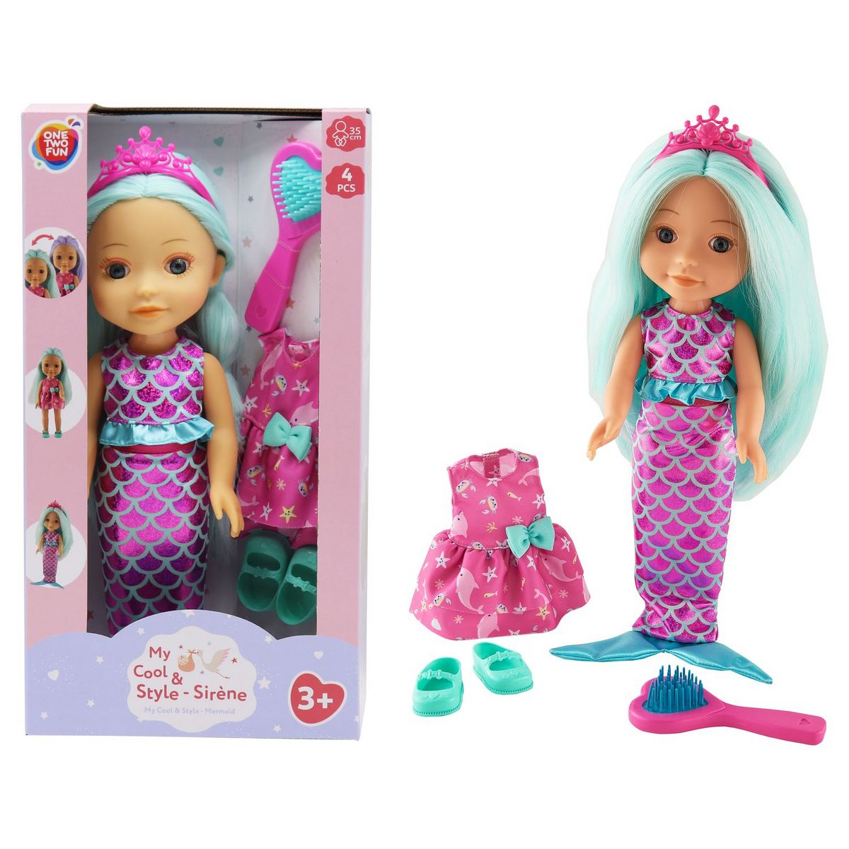 ONE TWO FUN Poupée My Cool & Style Sirène