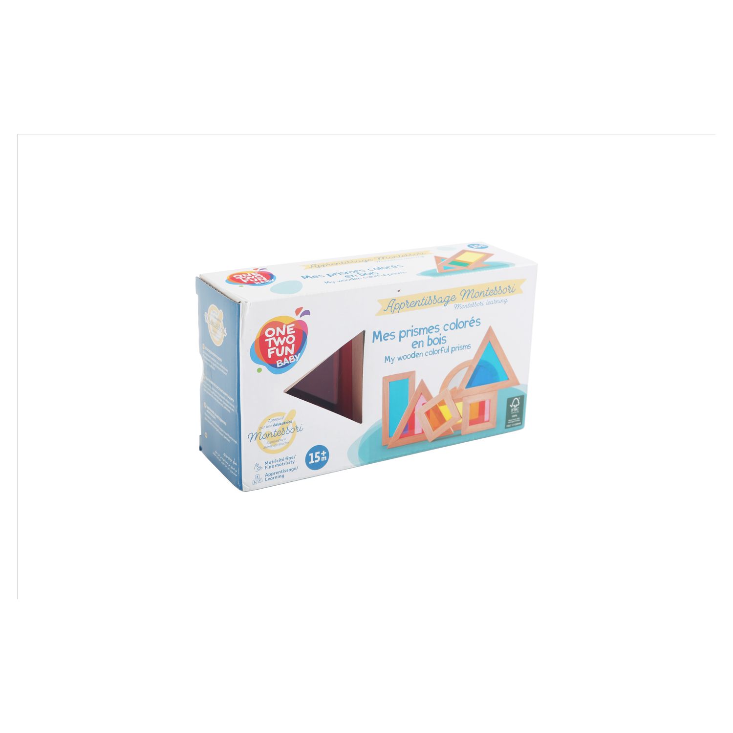 Voir la diapositive 2 : ONE TWO FUN Prismes colorés en bois Montessori