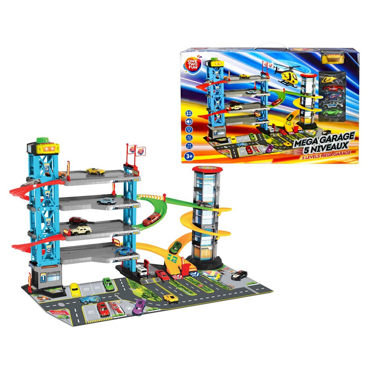 ONE TWO FUN Méga garage 5 niveaux avec Lumière et Son 52x87cm