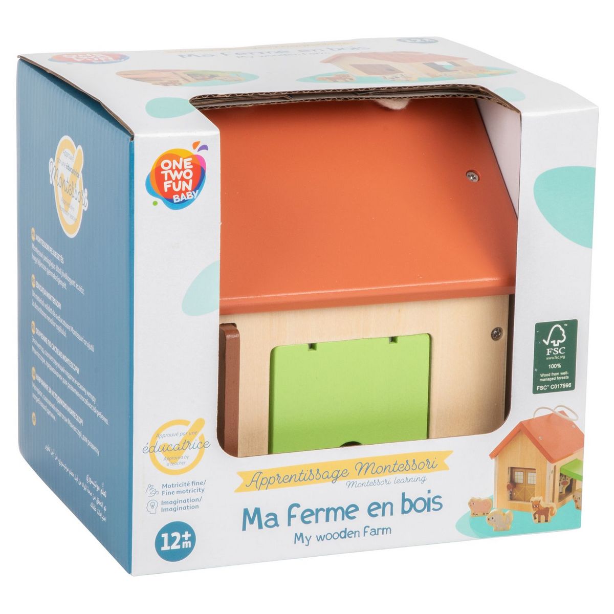 ONE TWO FUN Ma ferme en bois Montessori