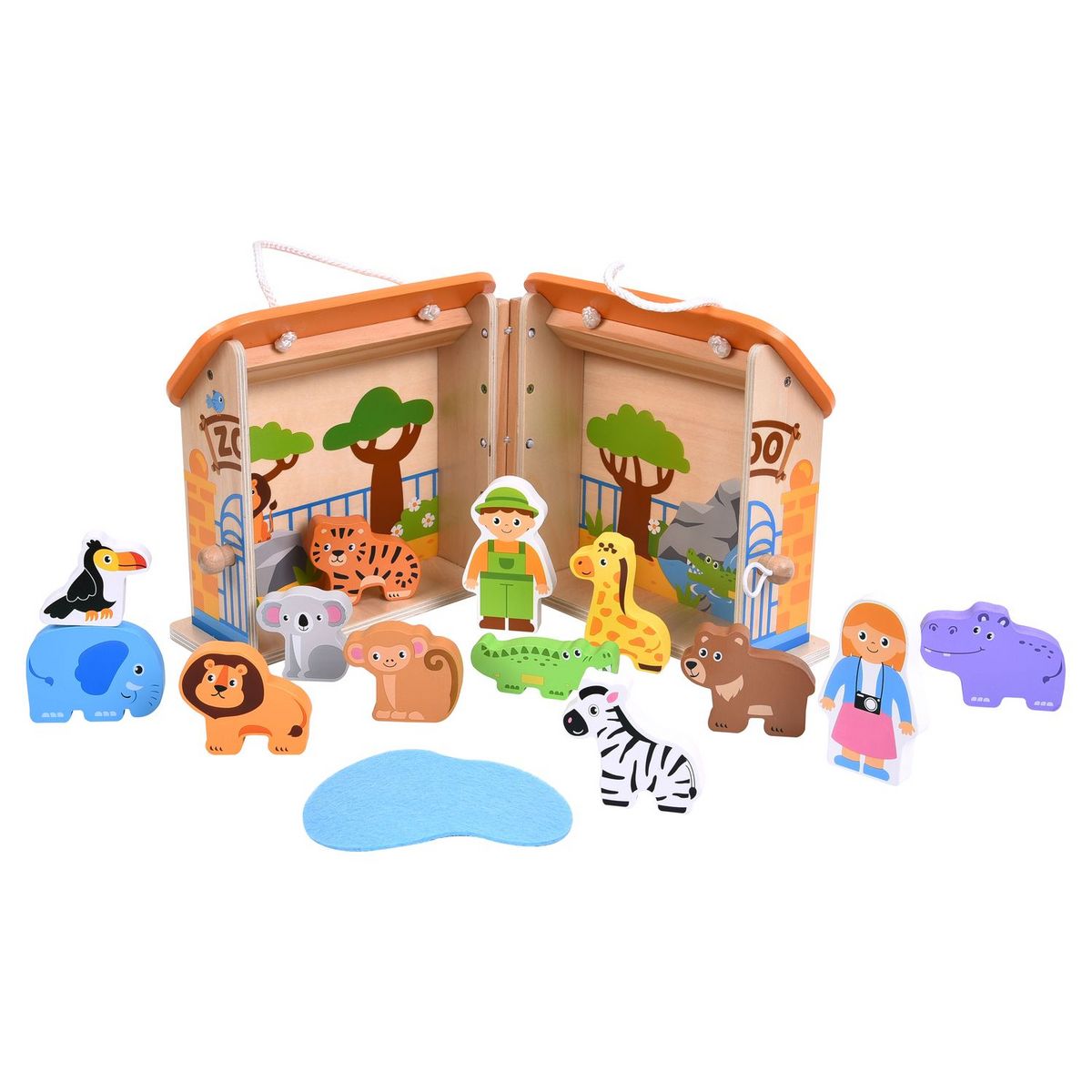 ONE TWO FUN Maison de transport Mon Zoo en bois