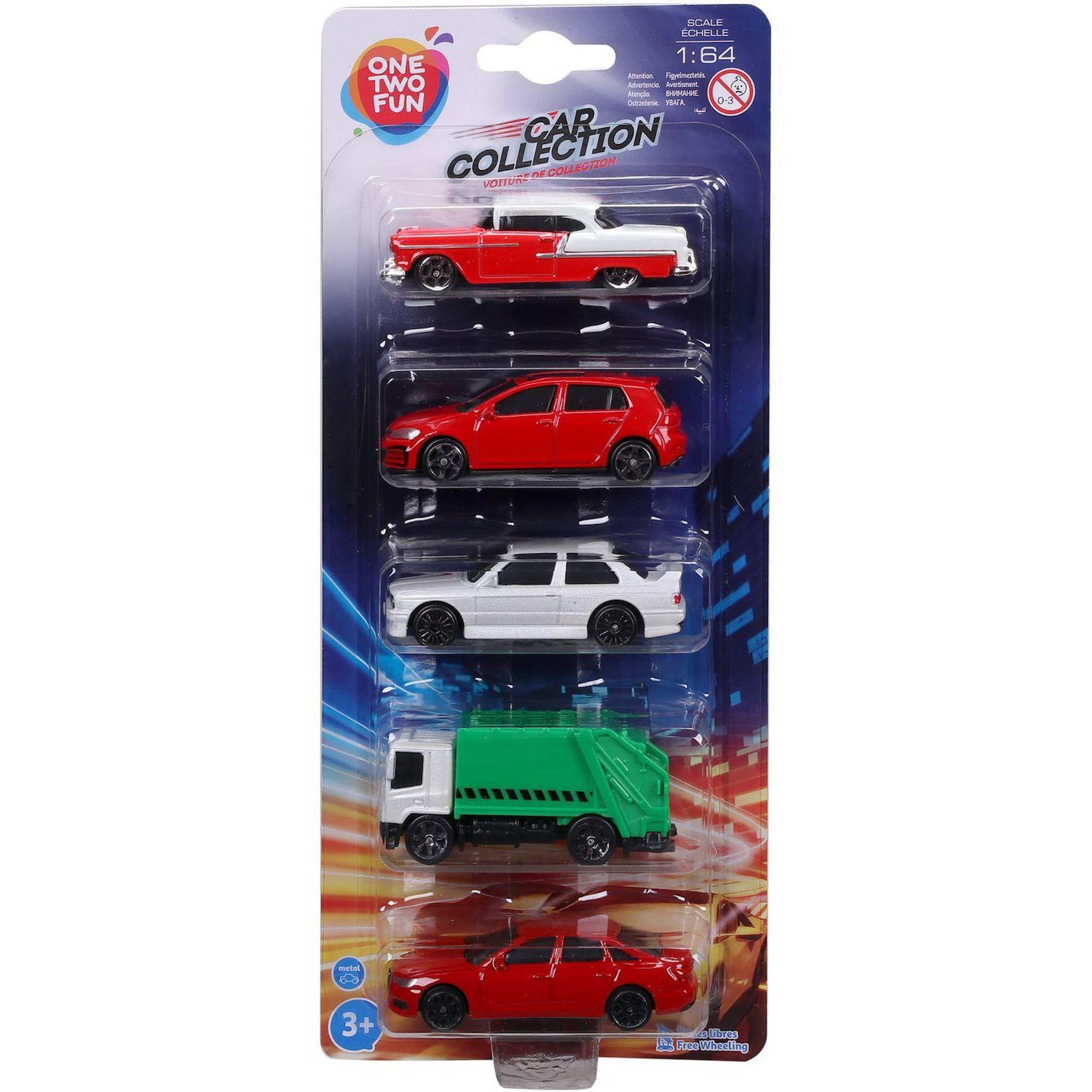 ONE TWO FUN Pack de 5 véhicules échelle 1/64ème