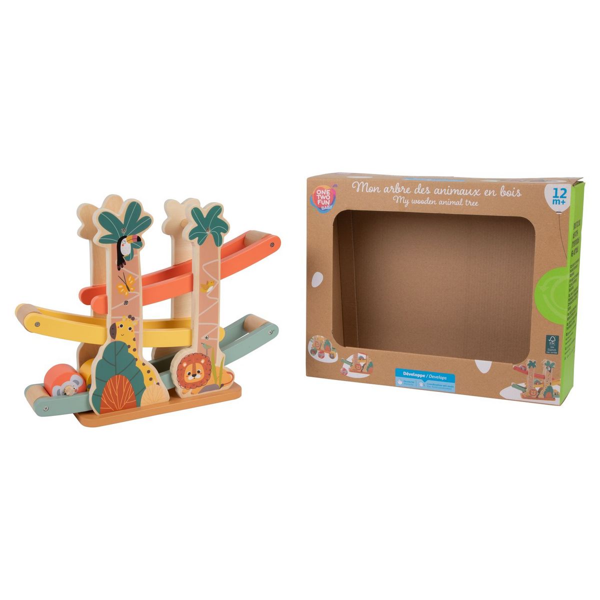 ONE TWO FUN Mon Arbre à Animaux en bois