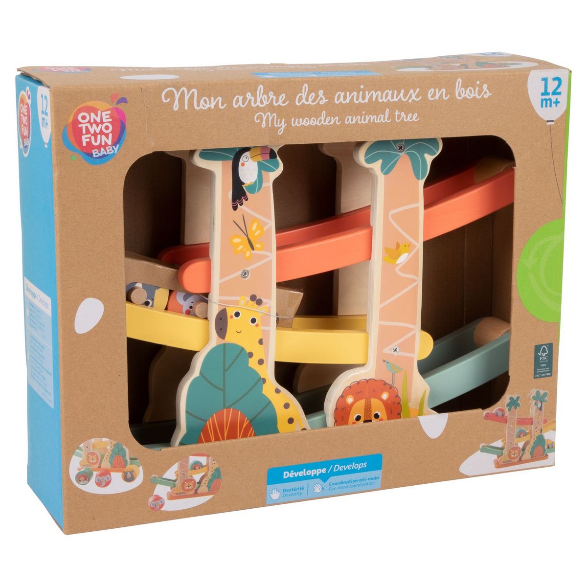 ONE TWO FUN Mon Arbre à Animaux en bois